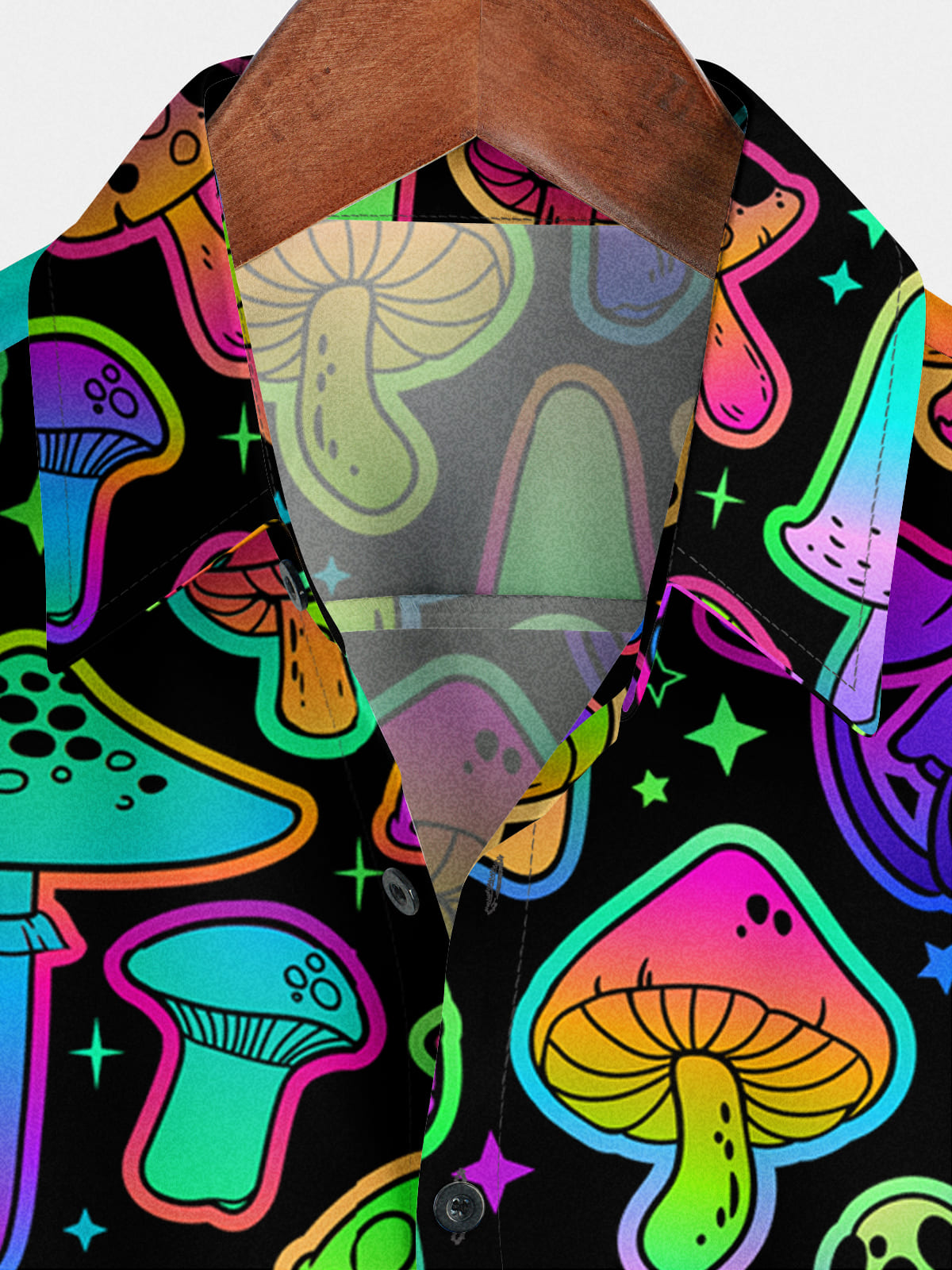 Chemise à manches courtes à imprimé champignon pour hommes