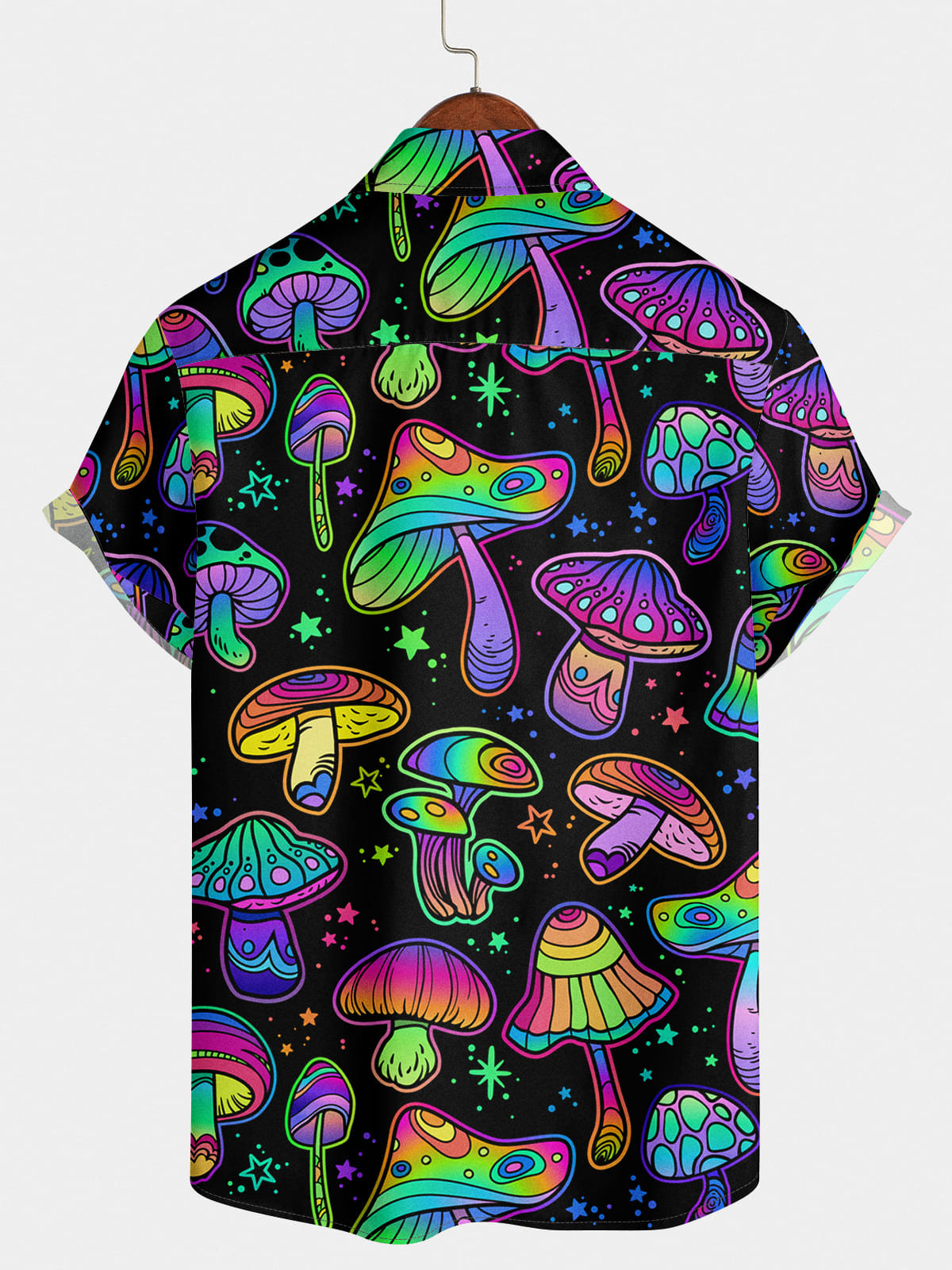 Chemise à manches courtes à imprimé champignon pour hommes