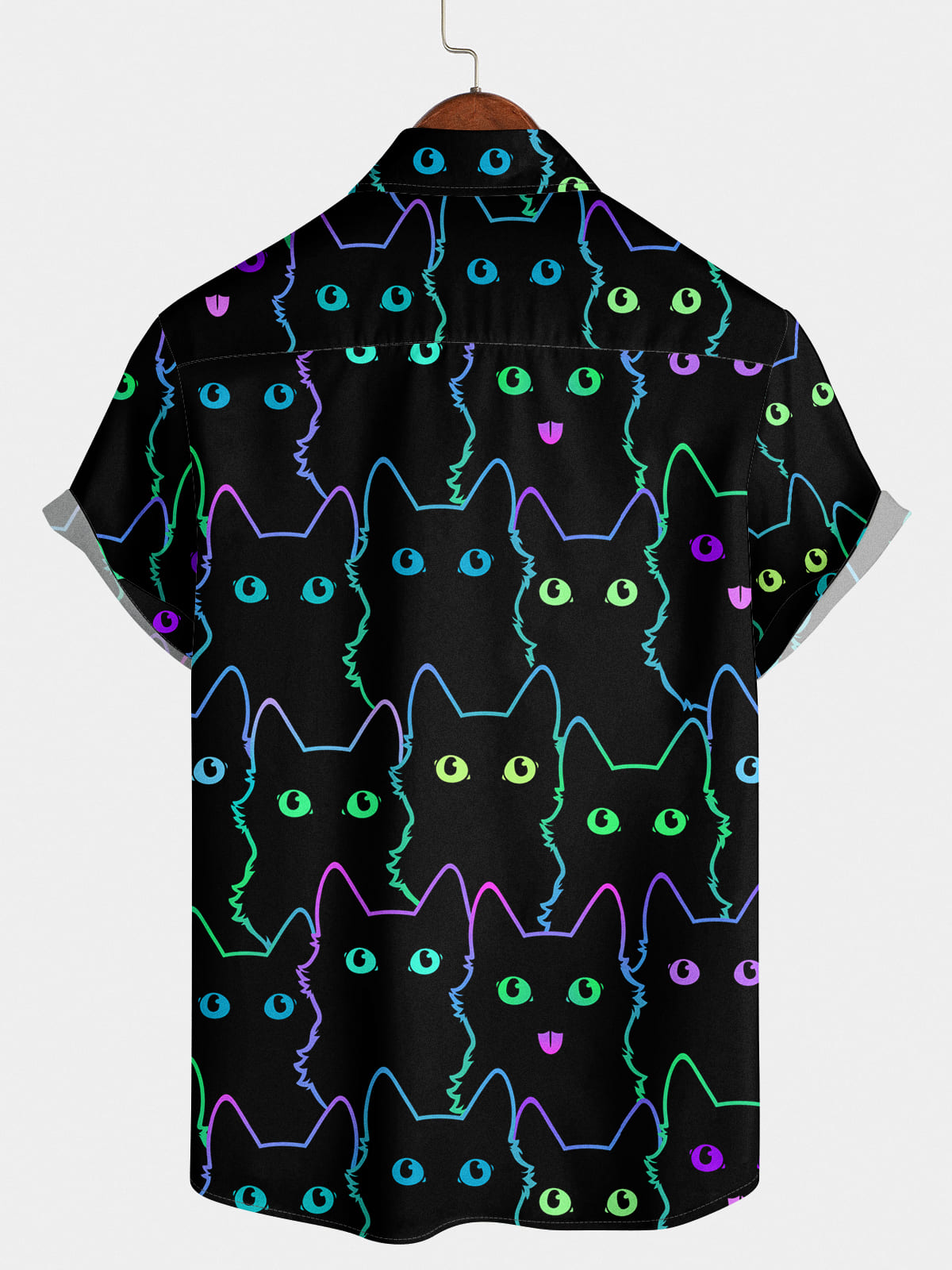 Chemise à manches courtes à imprimé chat pour hommes