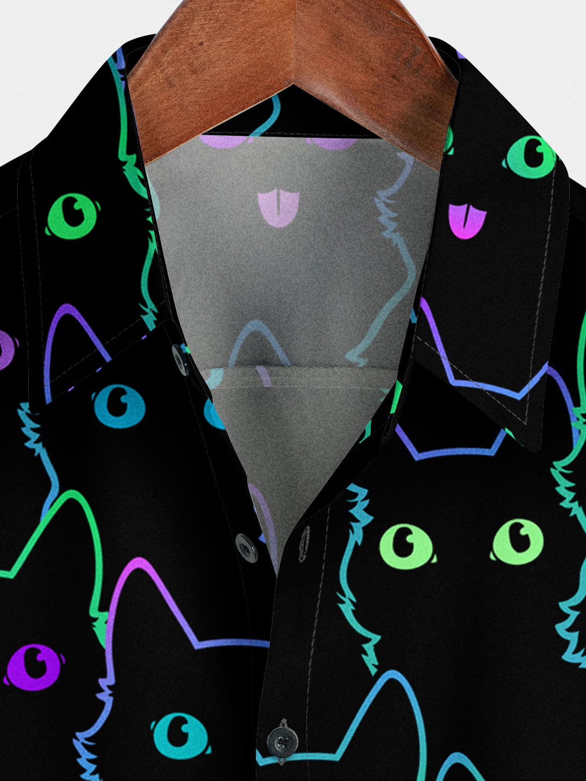 Chemise à manches courtes à imprimé chat pour hommes