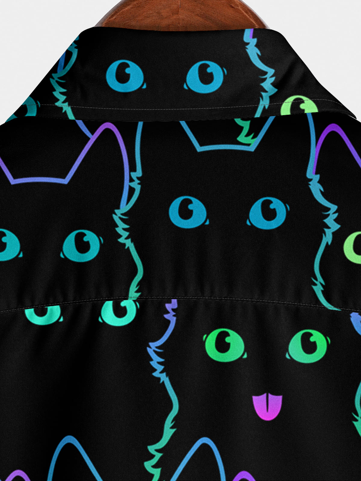 Chemise à manches courtes à imprimé chat pour hommes