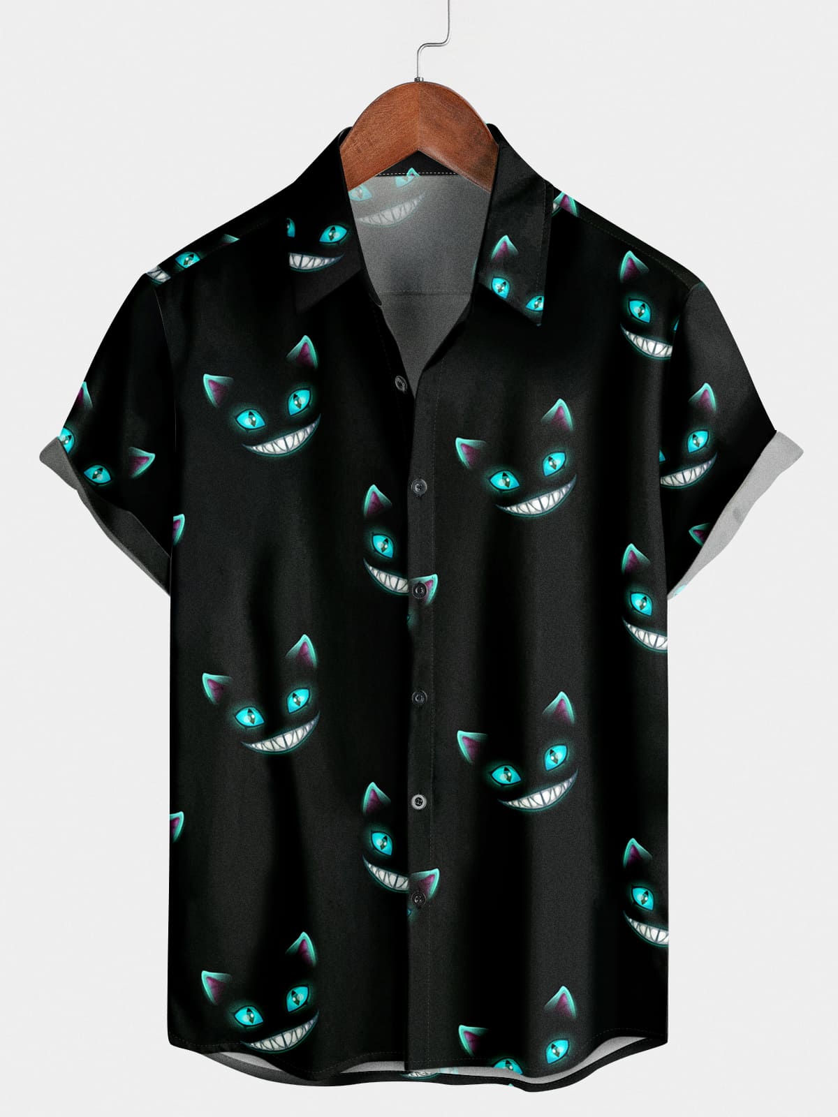 Chemise à manches courtes chat souriant pour hommes