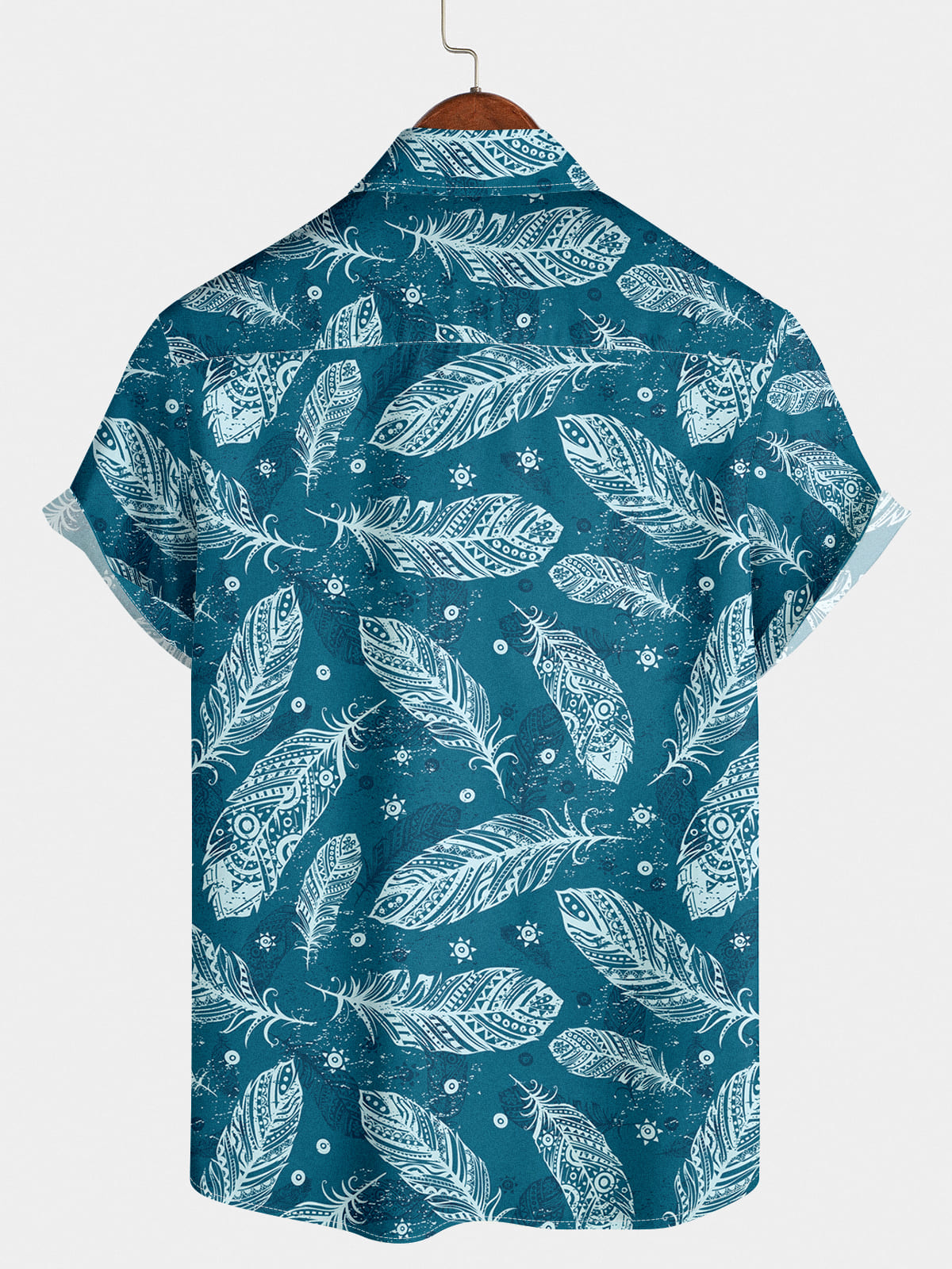 Chemise à manches courtes à imprimé plumes pour hommes