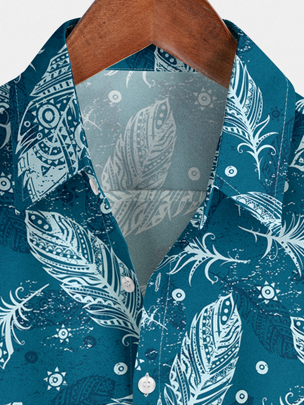 Chemise à manches courtes à imprimé plumes pour hommes