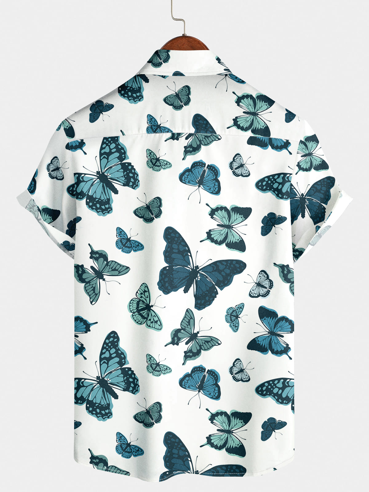 Chemise à manches courtes à imprimé papillon pour hommes
