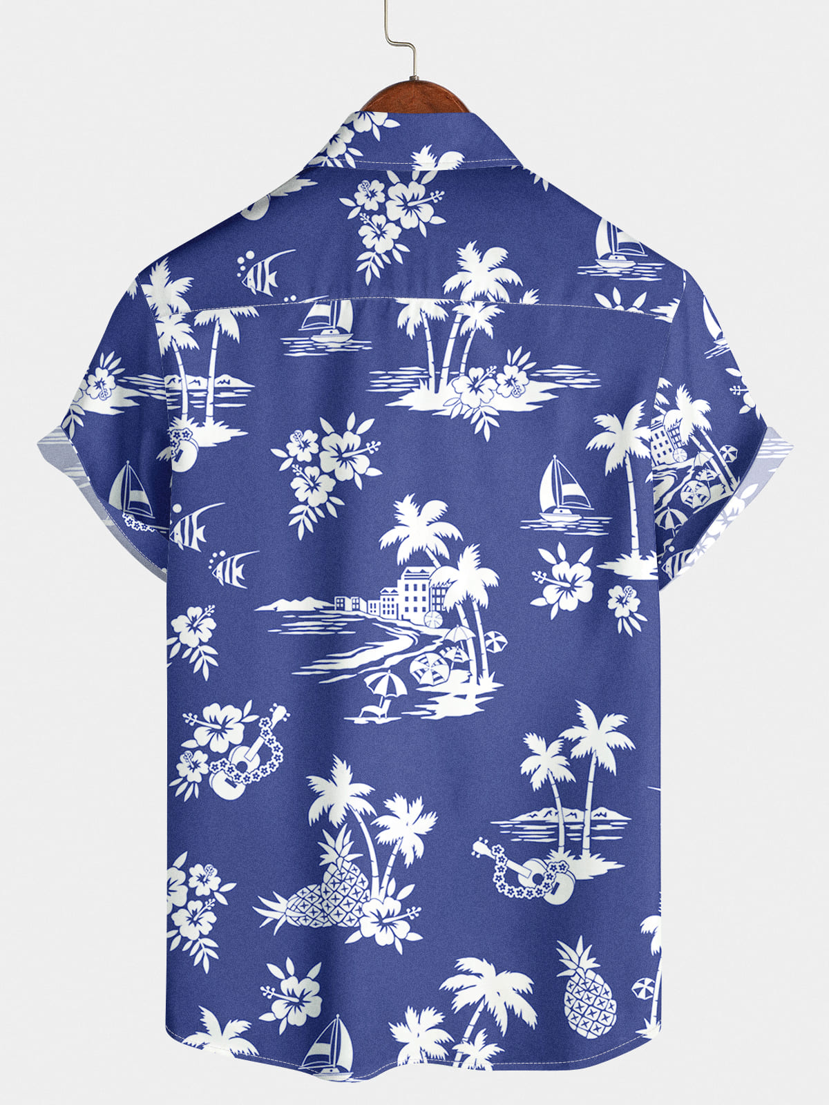 Chemise à manches courtes à imprimé de plage pour hommes