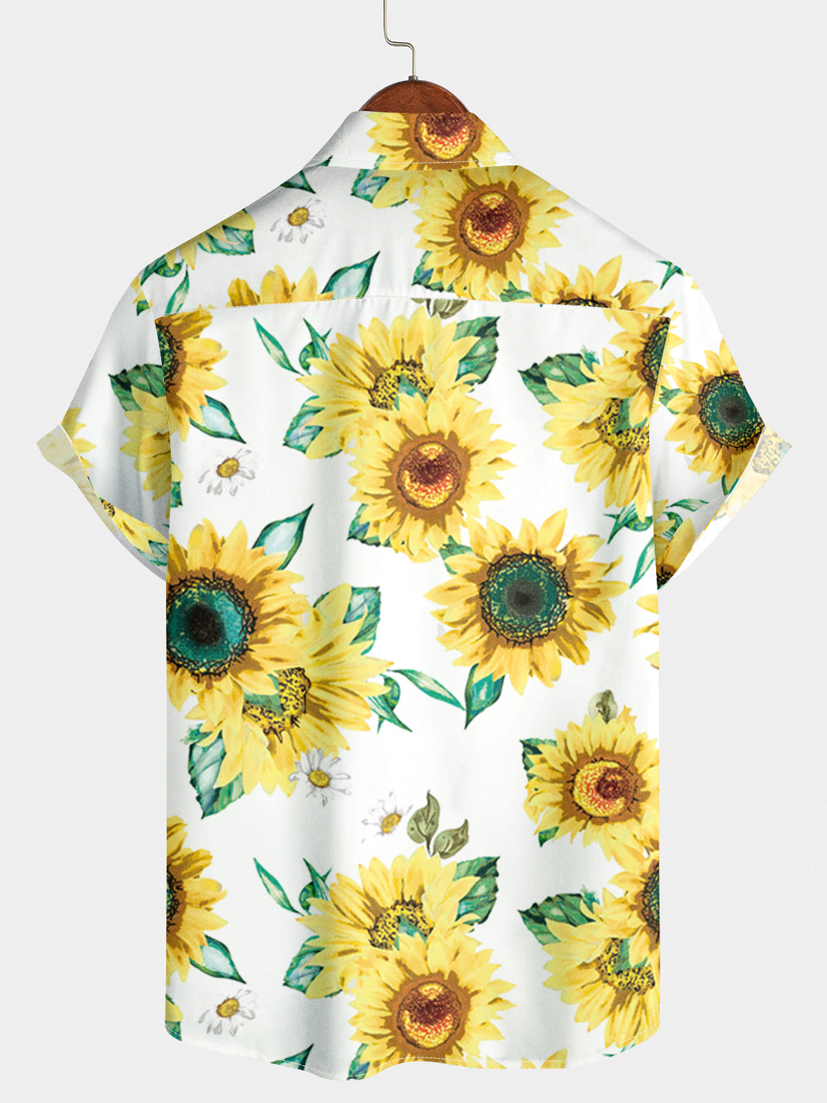 Camicia a maniche corte da uomo con stampa girasole
