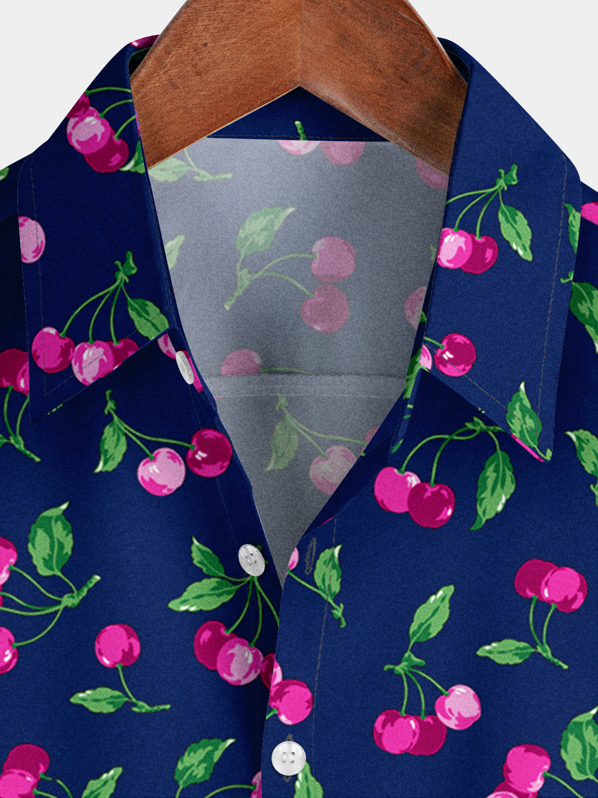 Camicia a maniche corte da uomo con stampa di ciliegie