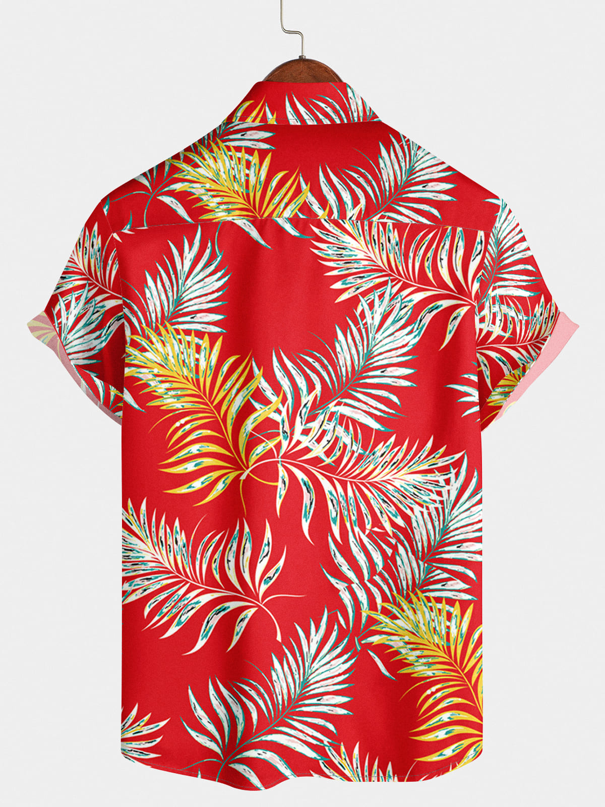 Chemise à manches courtes à imprimé feuilles pour hommes
