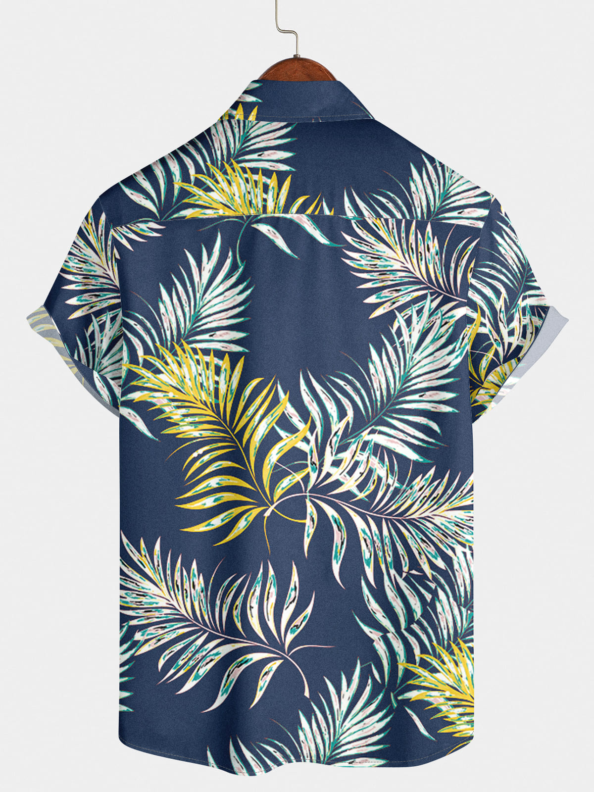 Chemise à manches courtes à imprimé feuilles pour hommes