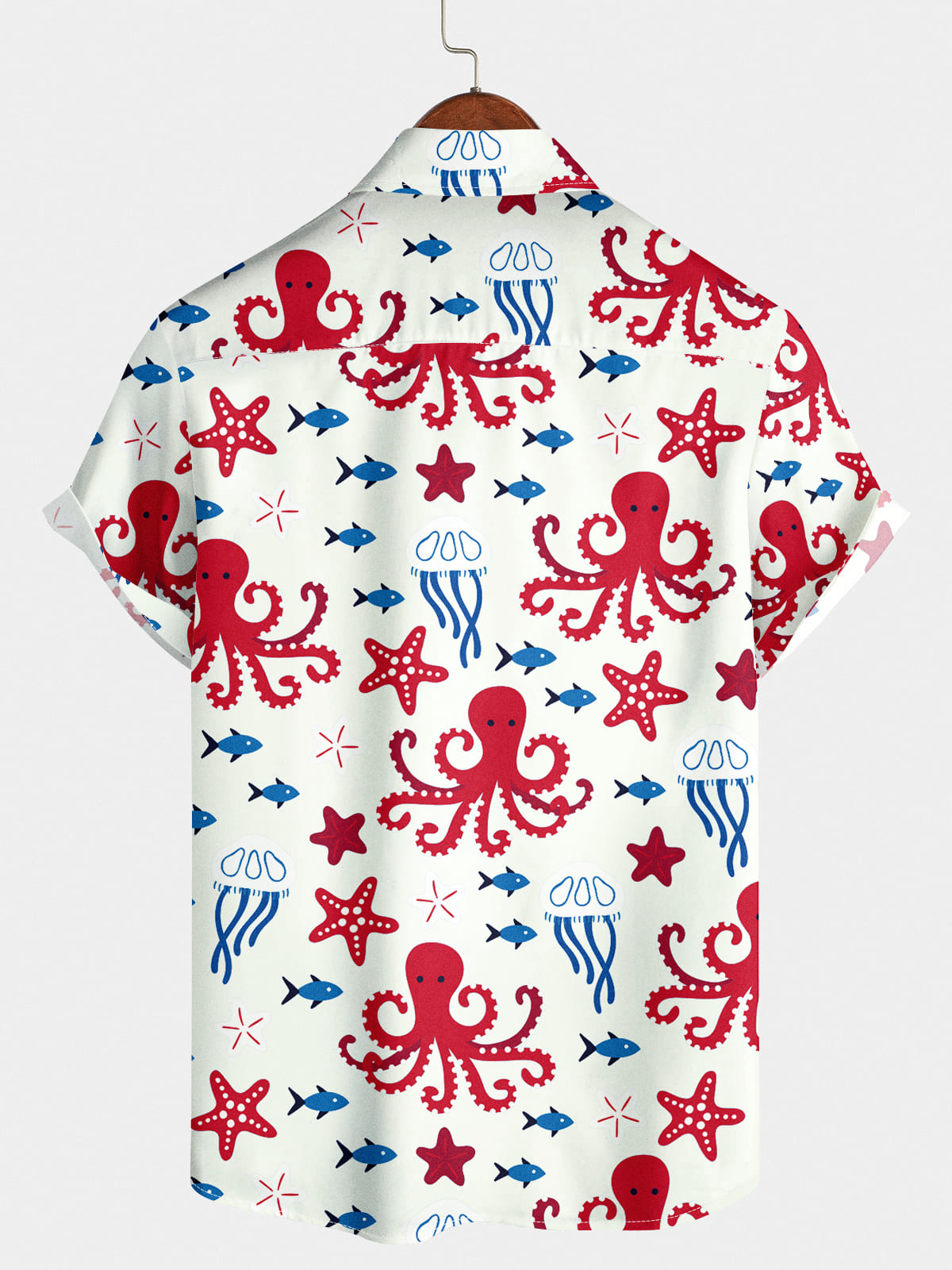 Camicia a maniche corte da uomo con stampa polpo