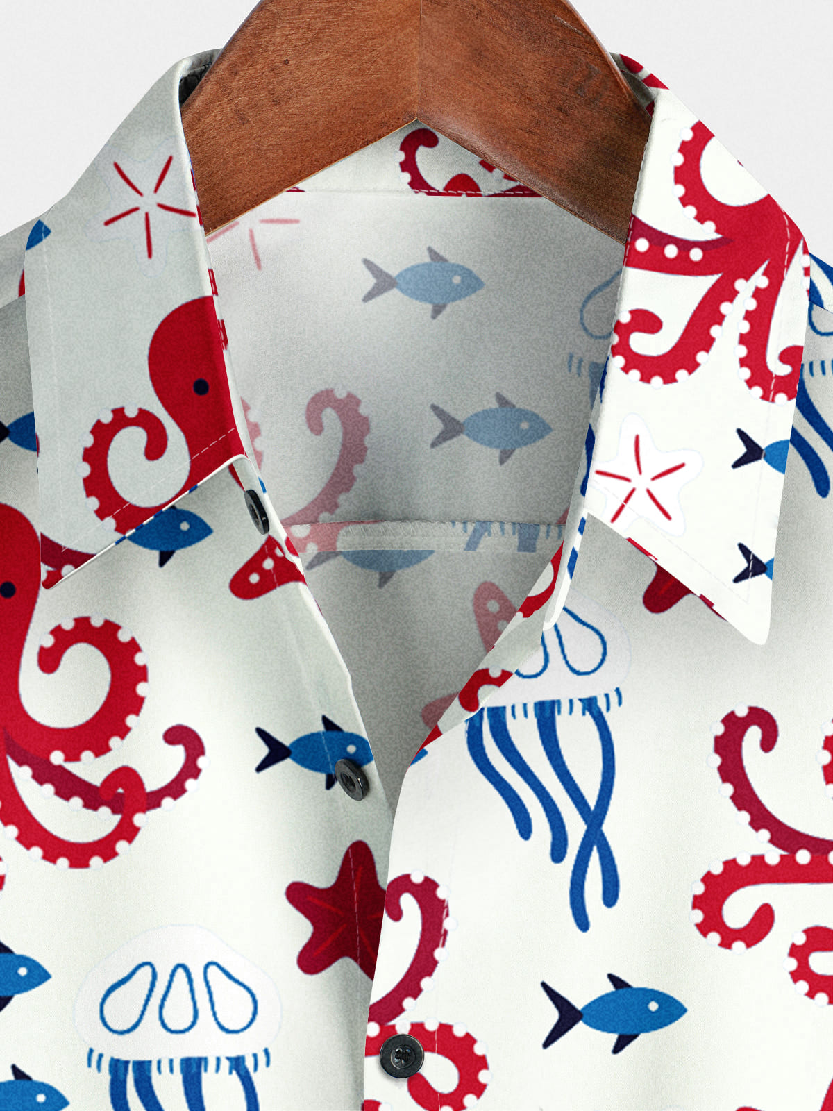 Camicia a maniche corte da uomo con stampa polpo
