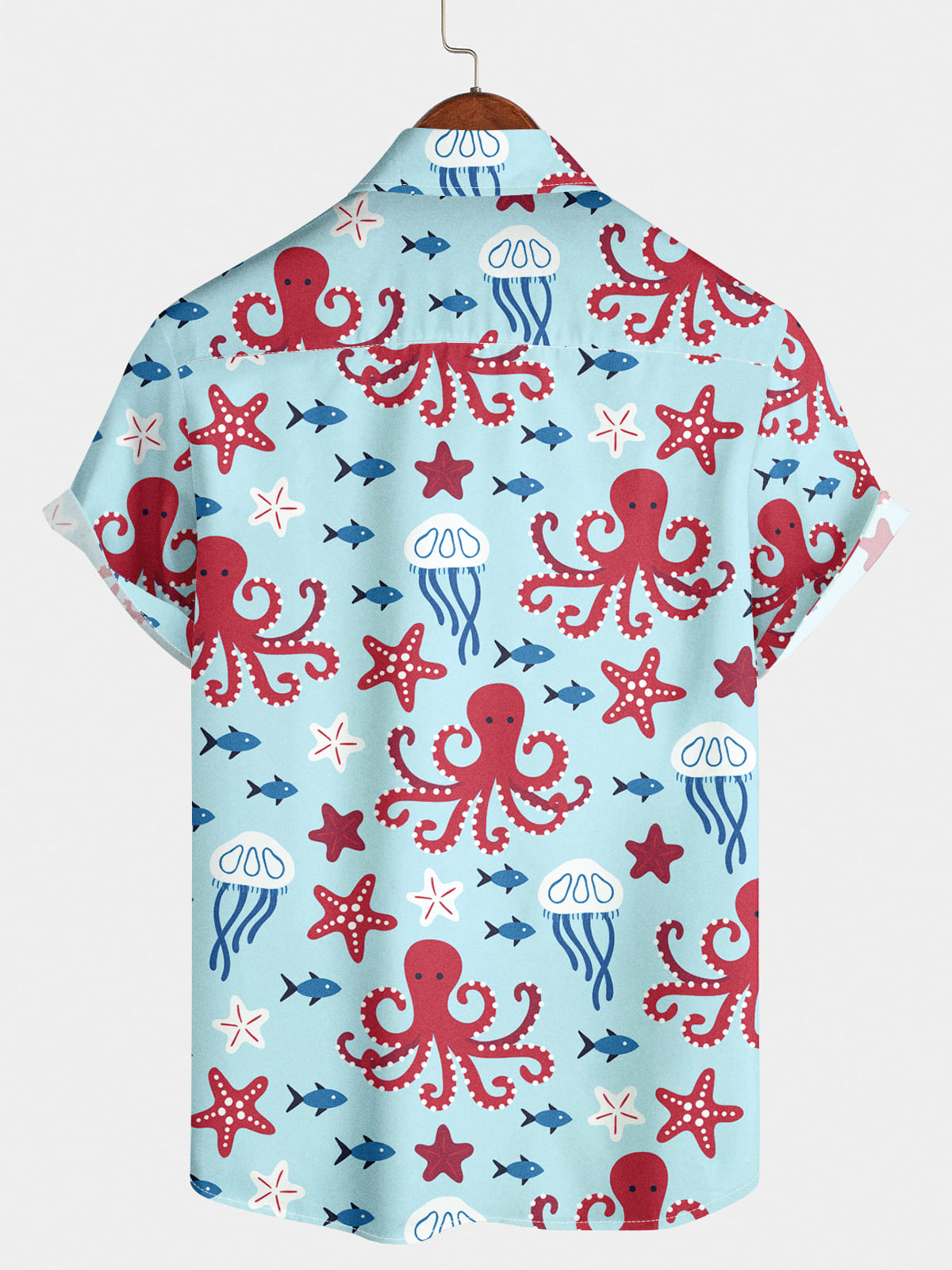 Camicia a maniche corte da uomo con stampa polpo