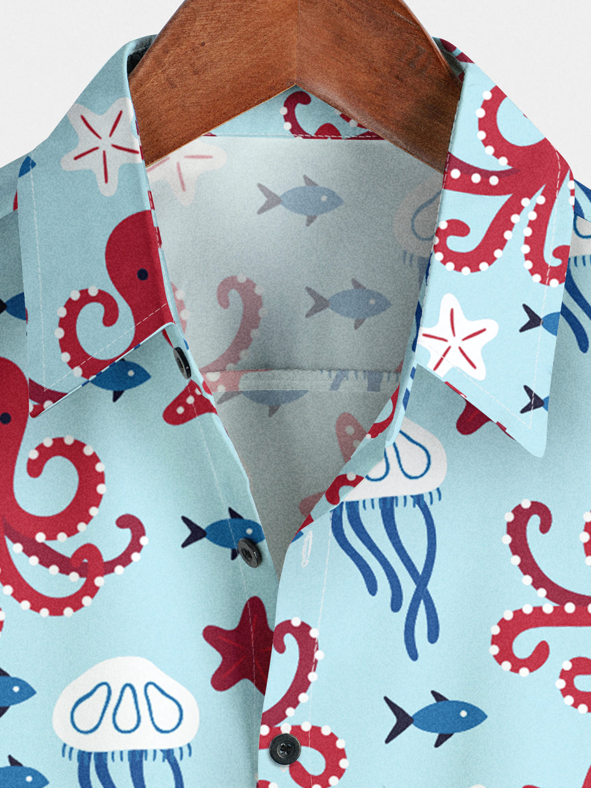 Camicia a maniche corte da uomo con stampa polpo