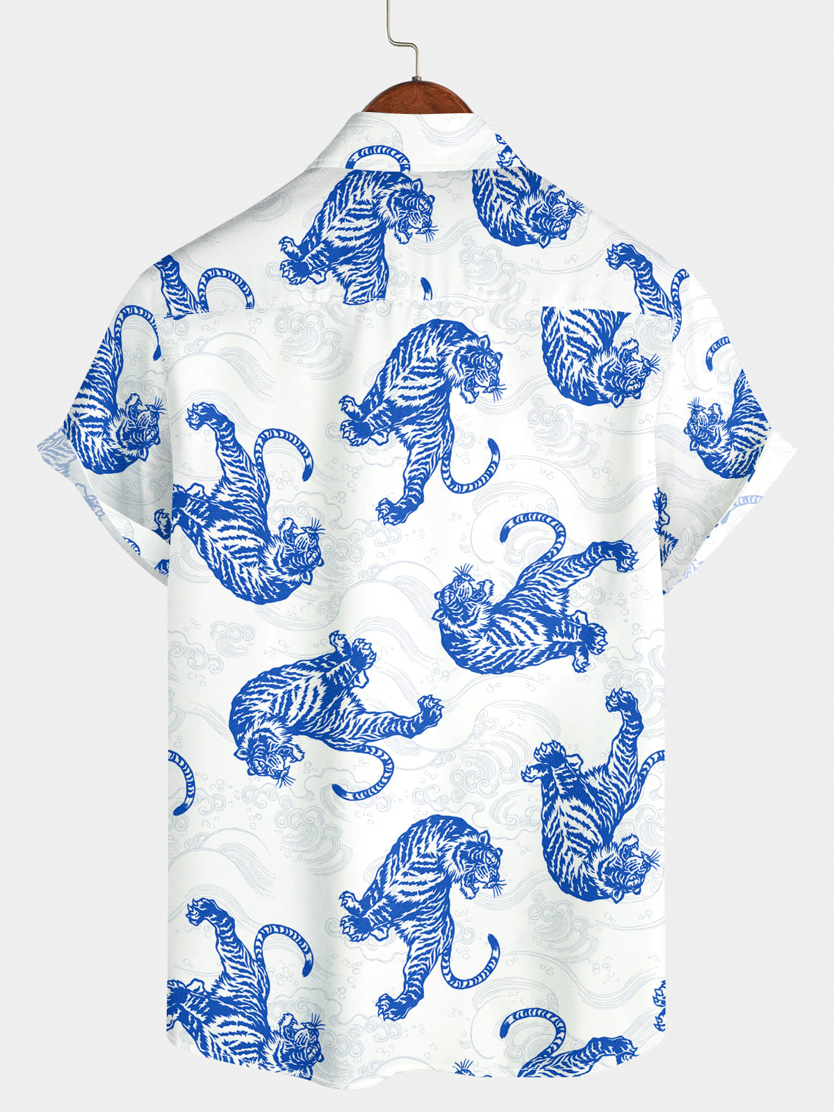 Chemise à manches courtes à imprimé tigre pour hommes