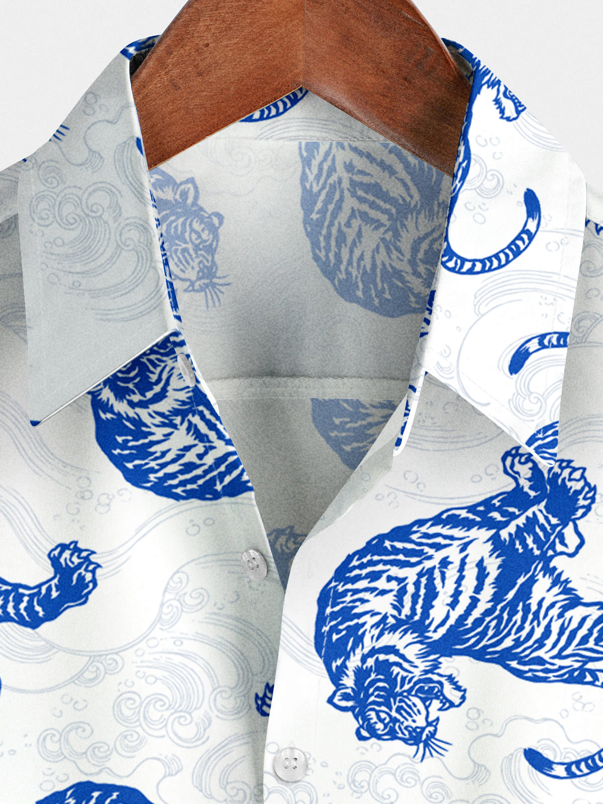 Chemise à manches courtes à imprimé tigre pour hommes