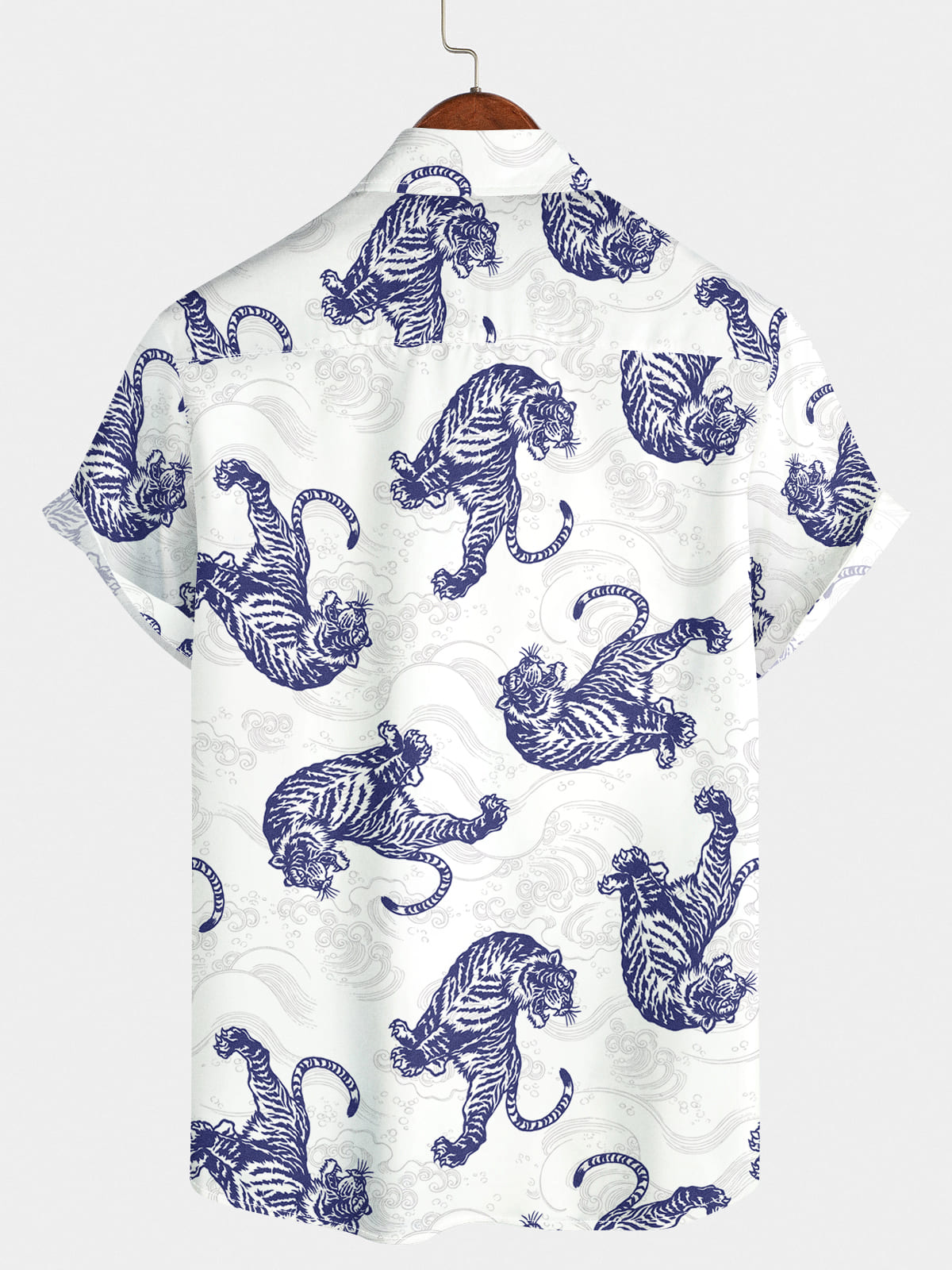 Chemise à manches courtes à imprimé tigre pour hommes
