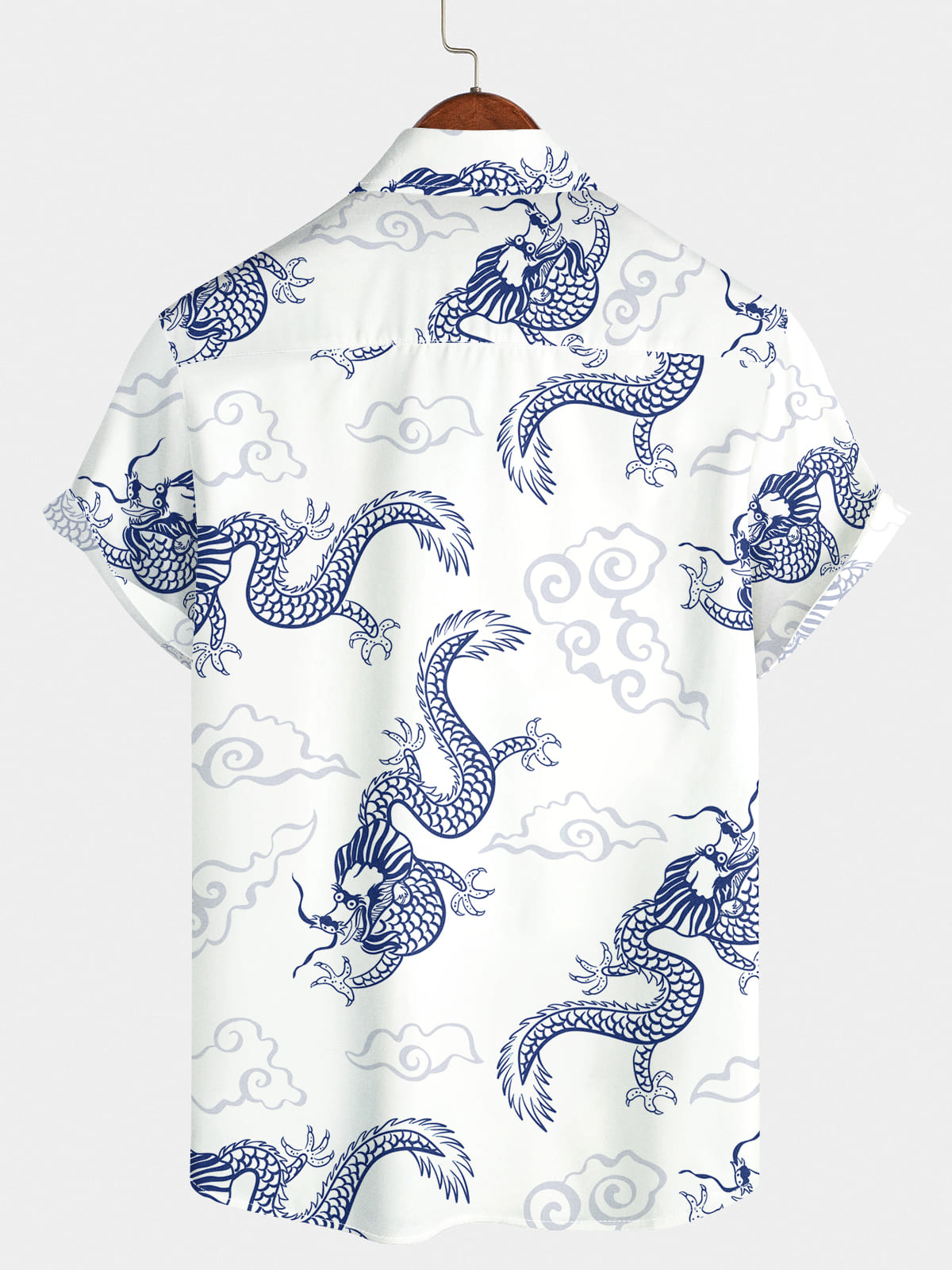 Chemise à manches courtes à imprimé dragon pour hommes