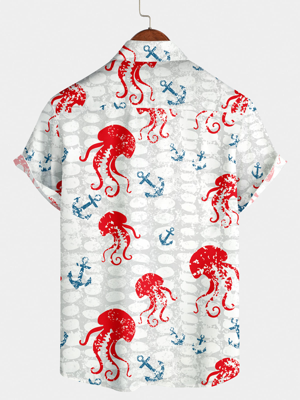 Chemise à manches courtes à imprimé pieuvre pour hommes