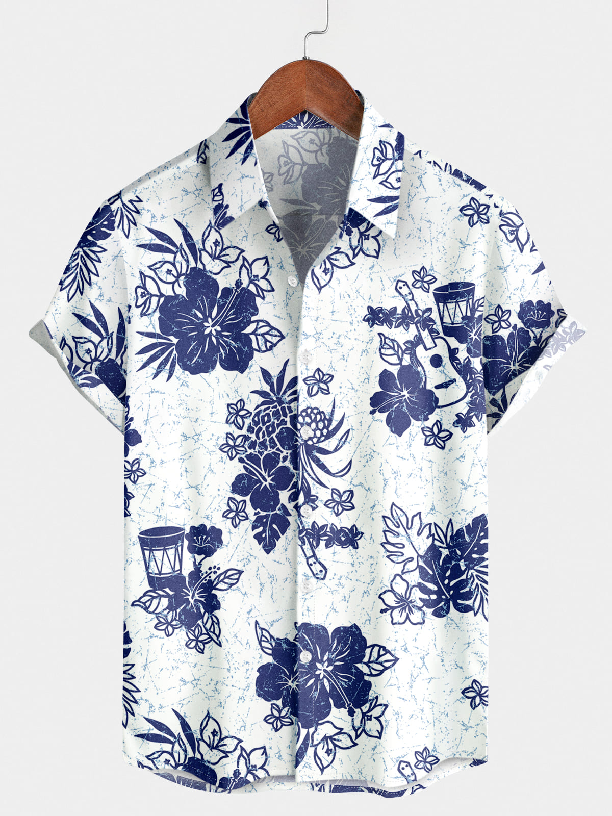 Camicia a maniche corte casual floreale da uomo