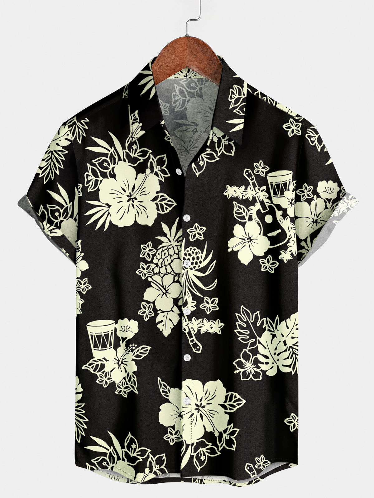 Camicia a maniche corte casual floreale da uomo