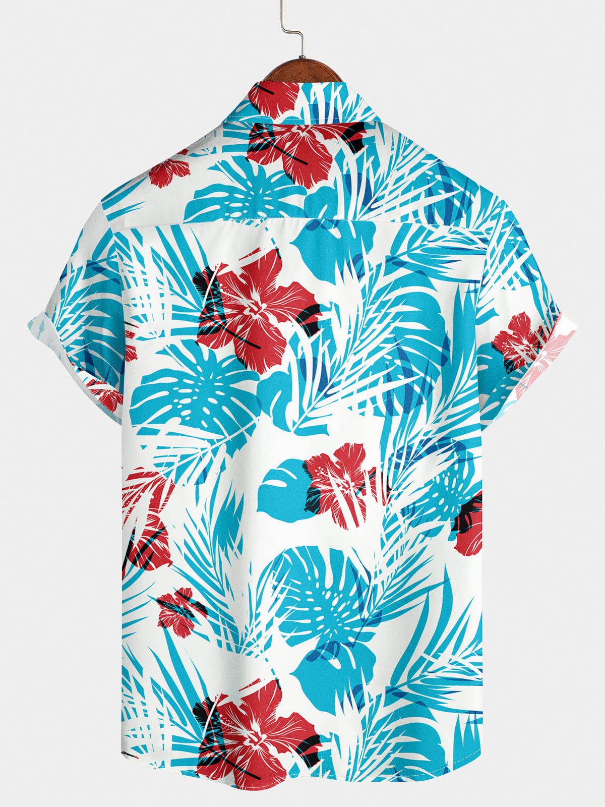 Camicia da uomo a maniche corte con stampa floreale