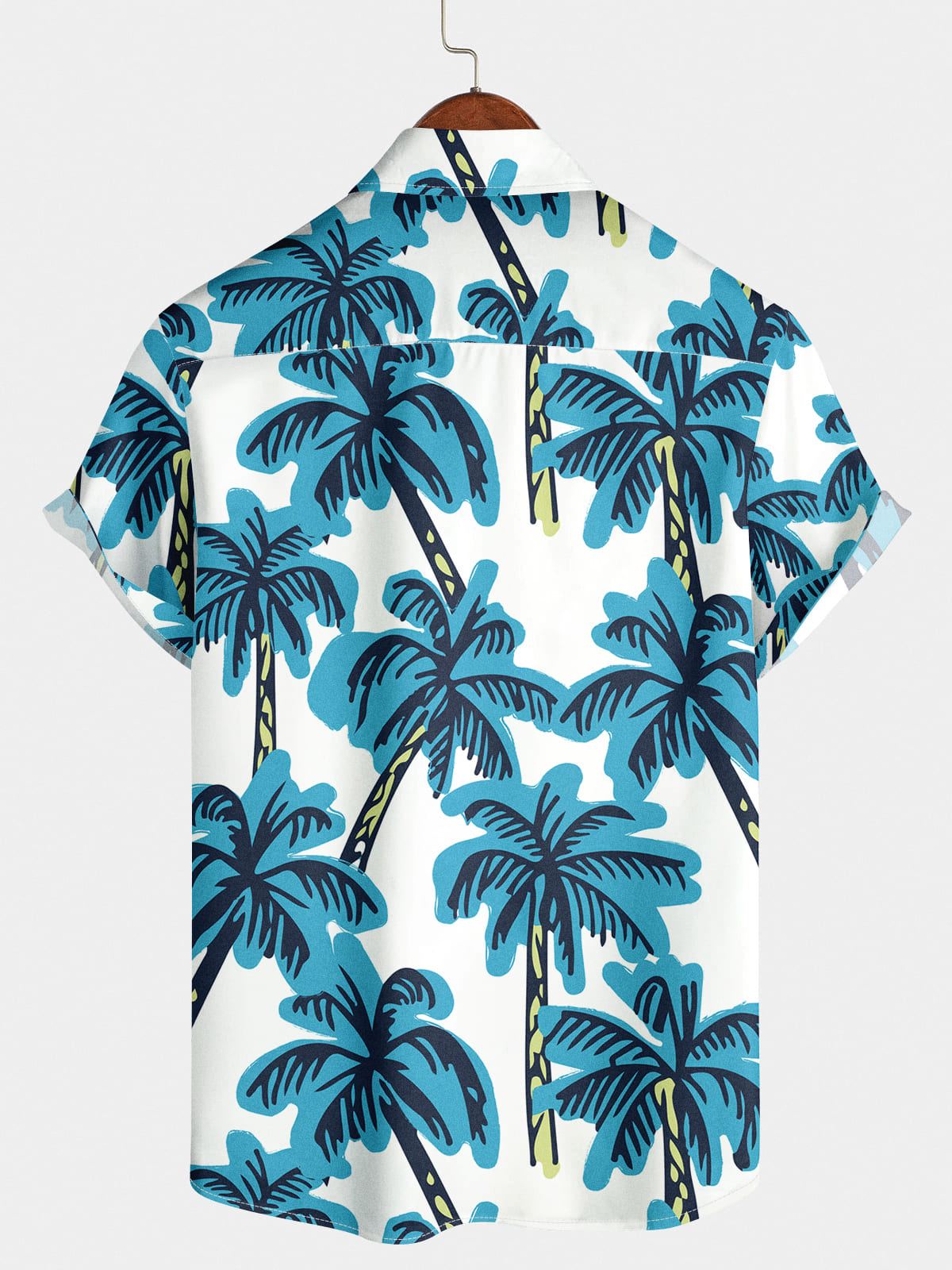 Camicia a maniche corte da uomo con stampa albero di cocco