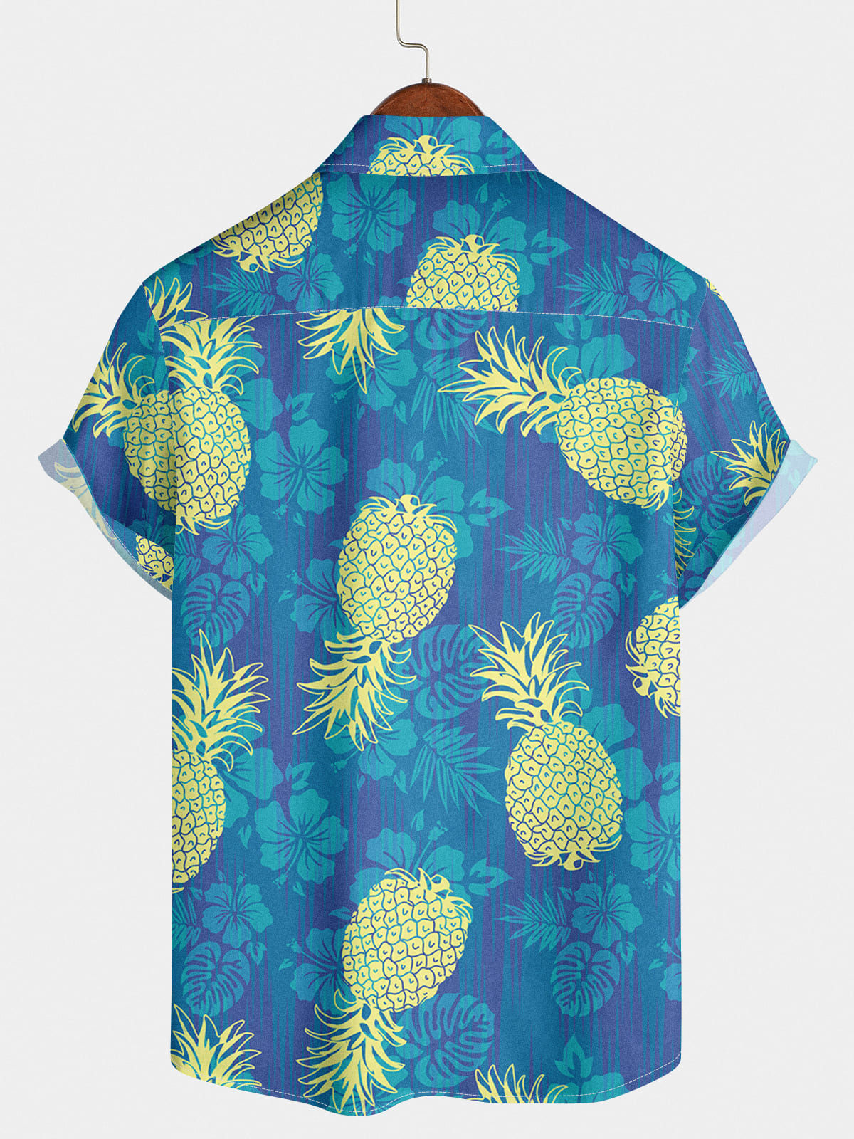 Chemise à manches courtes à imprimé ananas pour homme