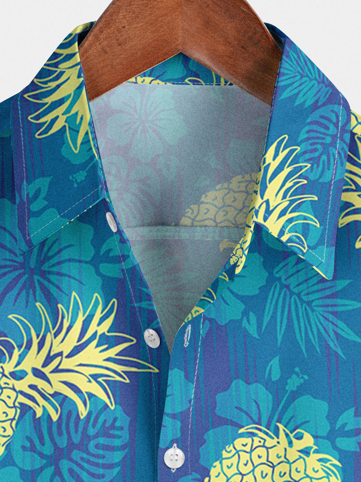 Chemise à manches courtes à imprimé ananas pour homme