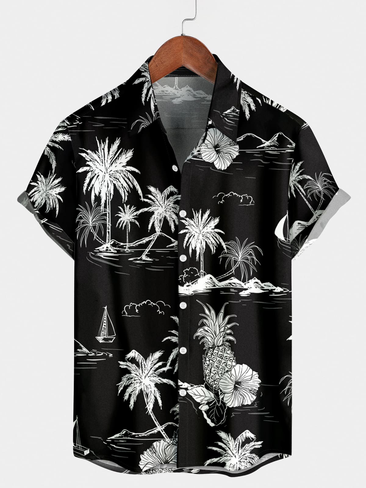 Camicia a maniche corte hawaiana per le vacanze da uomo