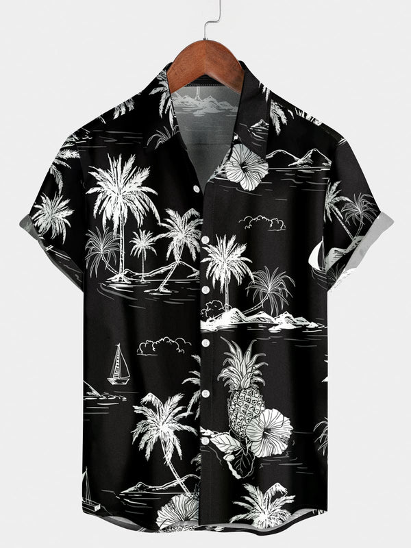 Camicia a maniche corte hawaiana per le vacanze da uomo