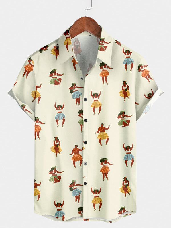 Camicia a maniche corte con stampa Hula Girl da uomo
