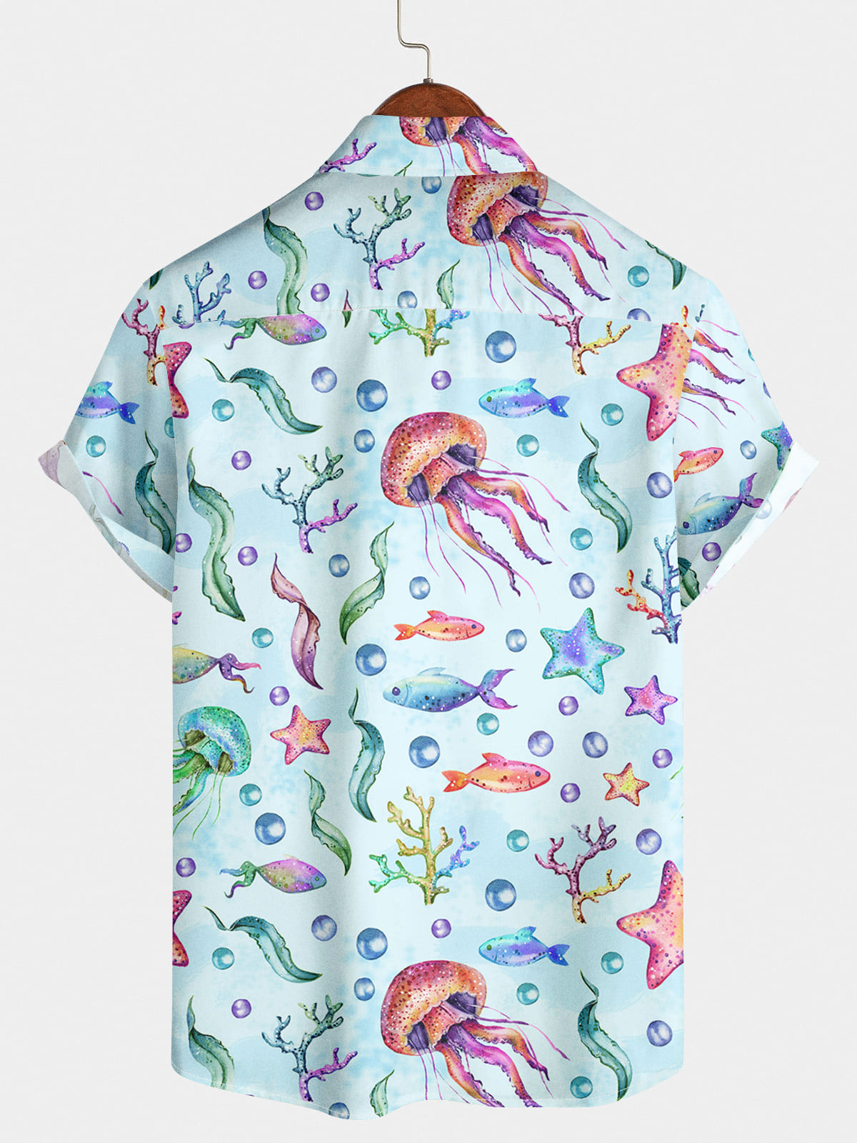 Camicia da uomo a maniche corte con stampa di meduse