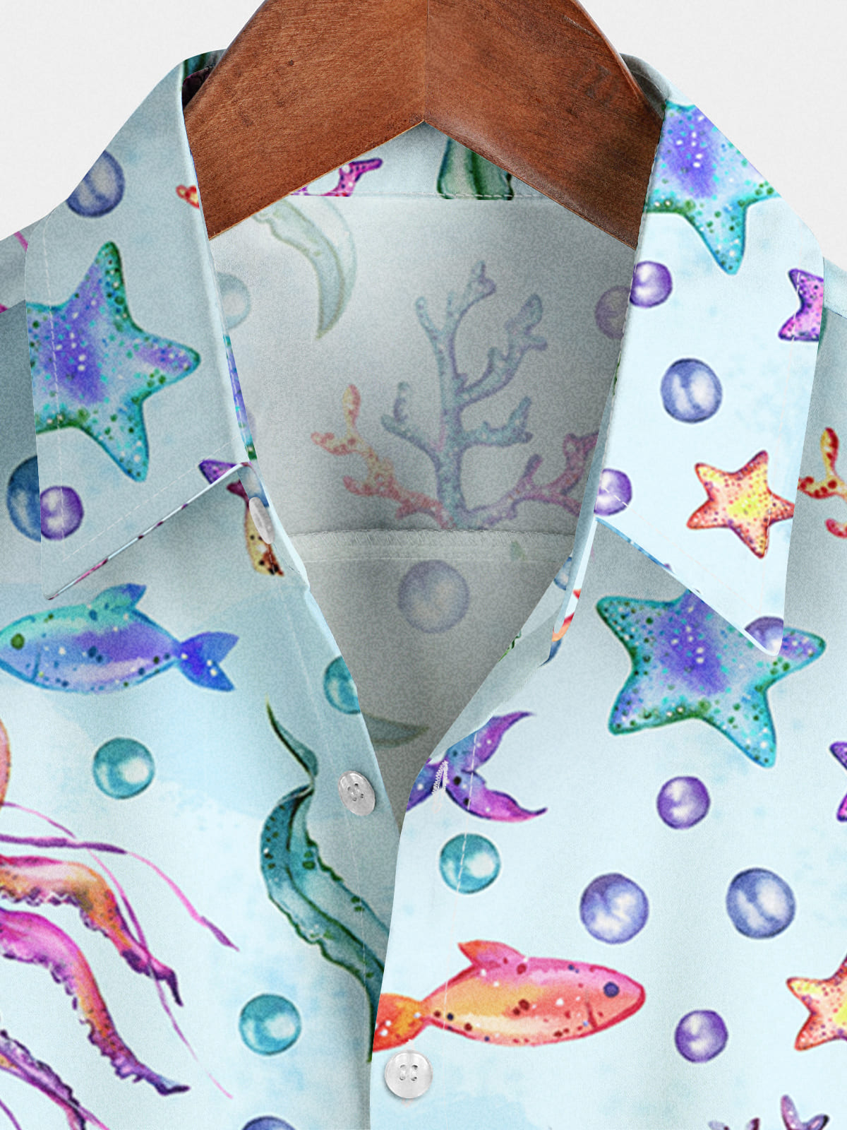 Camicia da uomo a maniche corte con stampa di meduse
