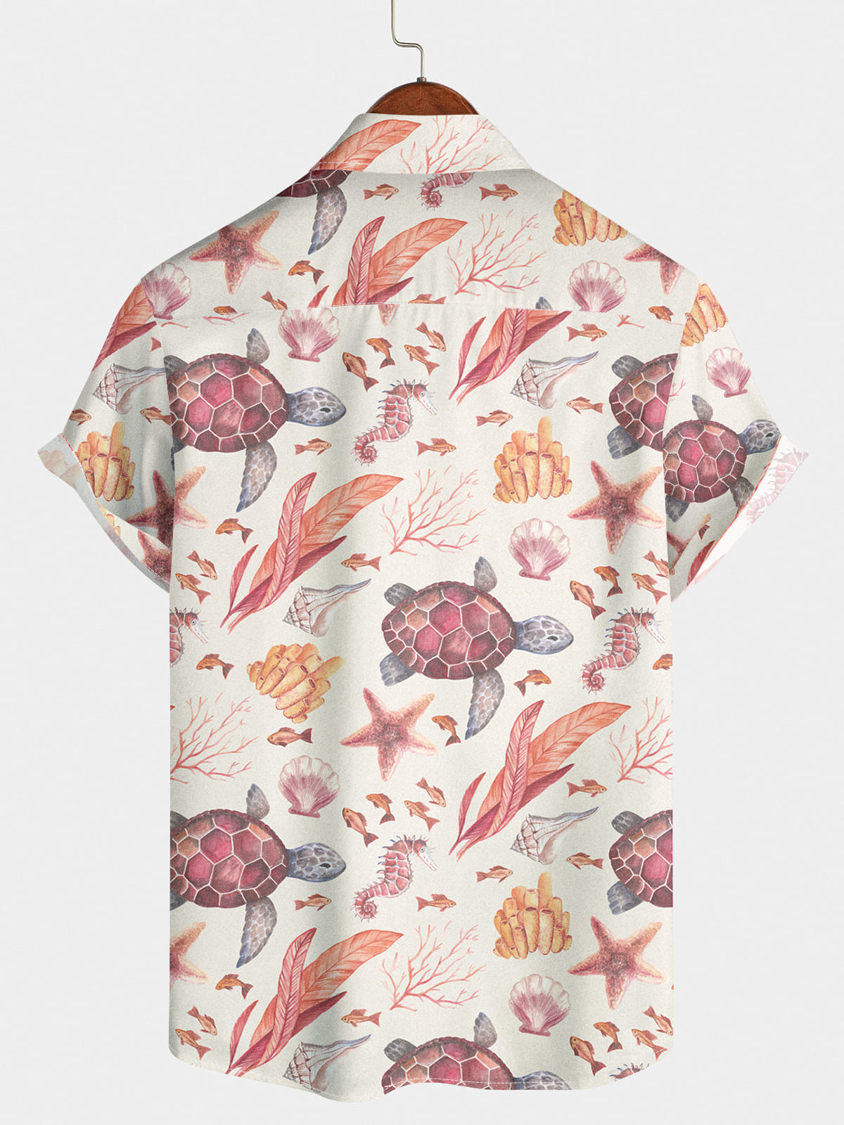 Chemise à manches courtes à imprimé tortue de mer pour hommes