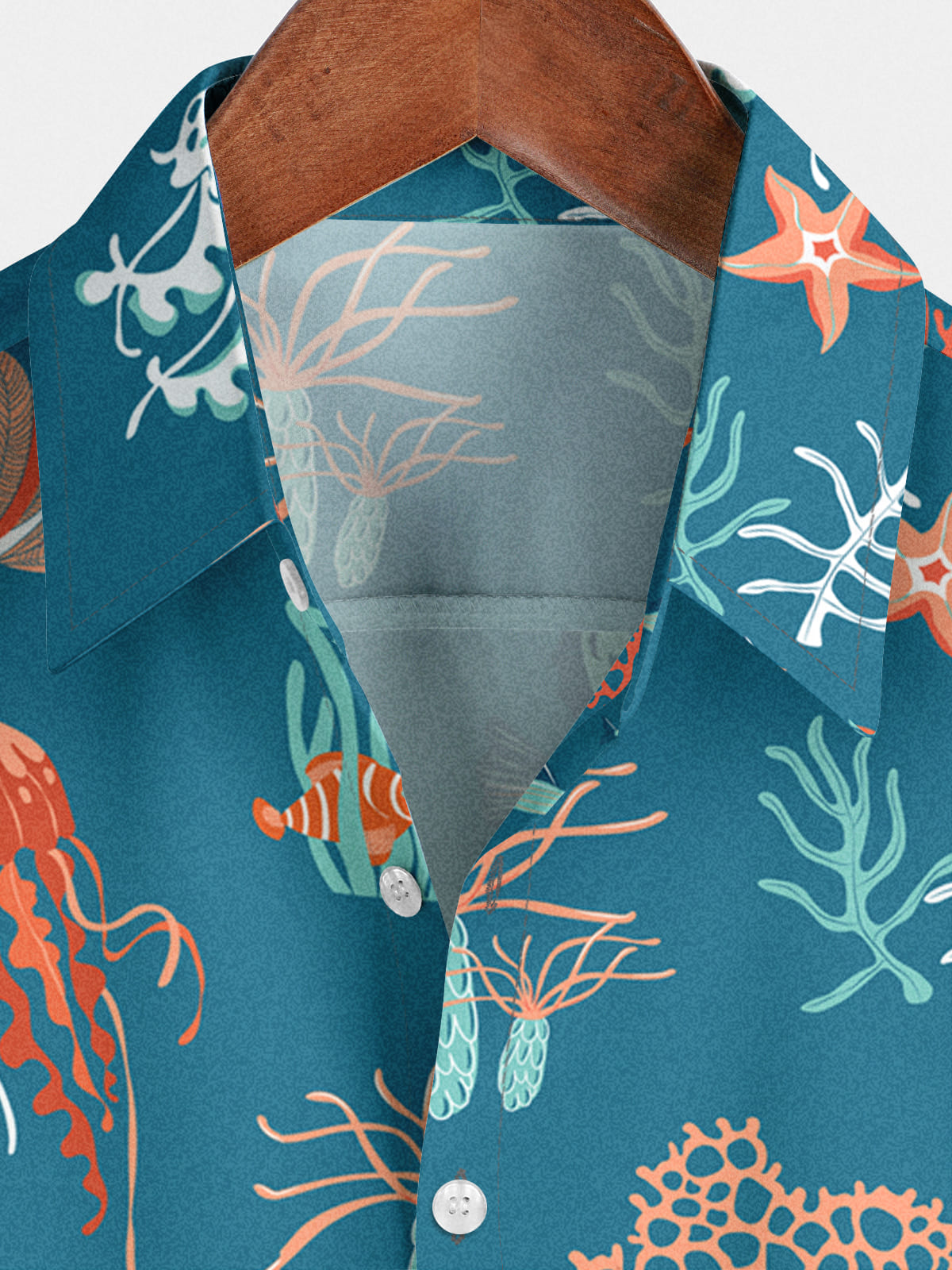 Chemise à manches courtes à imprimé fonds marins pour hommes