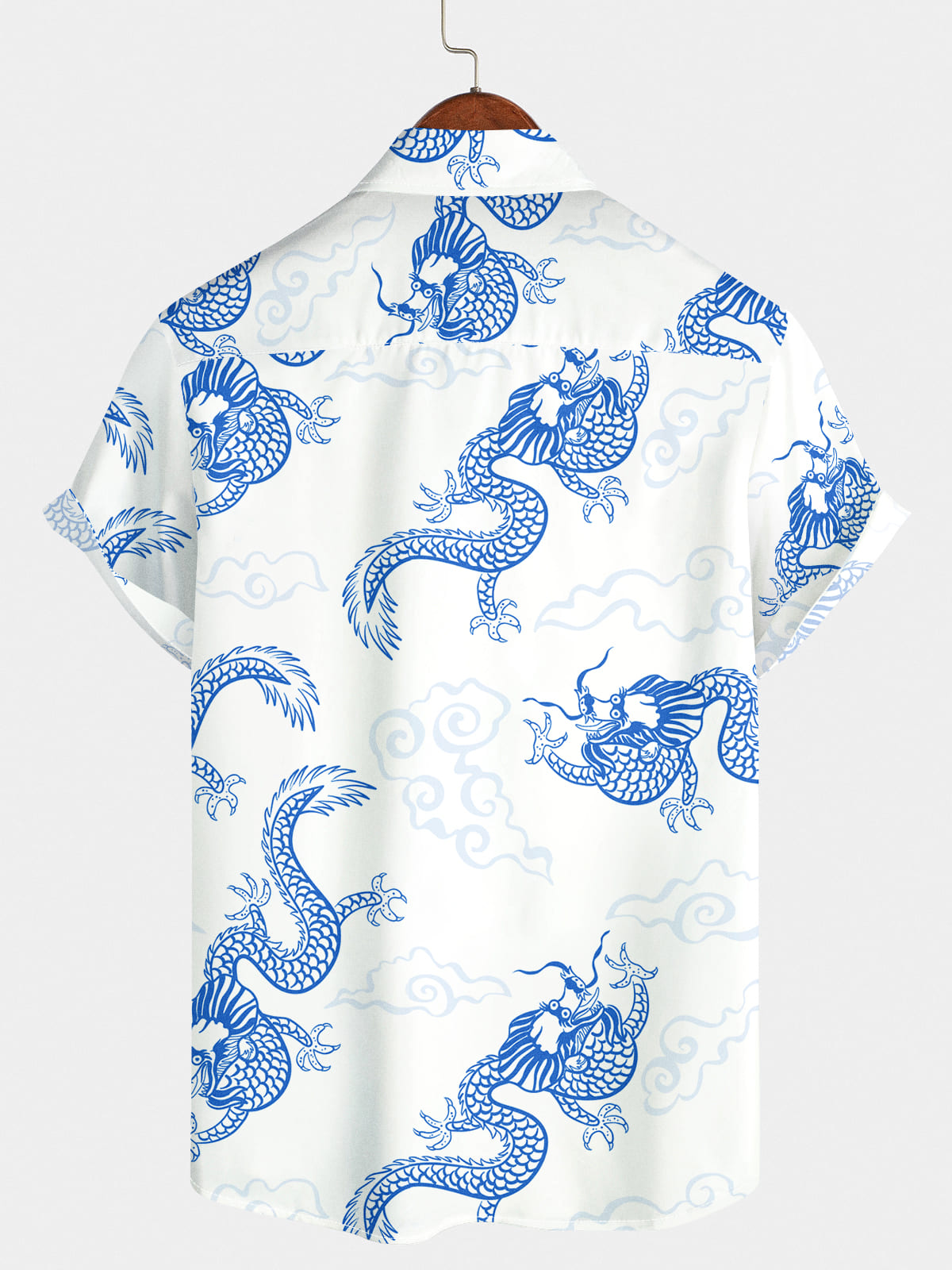 Chemise à manches courtes à imprimé dragon pour hommes