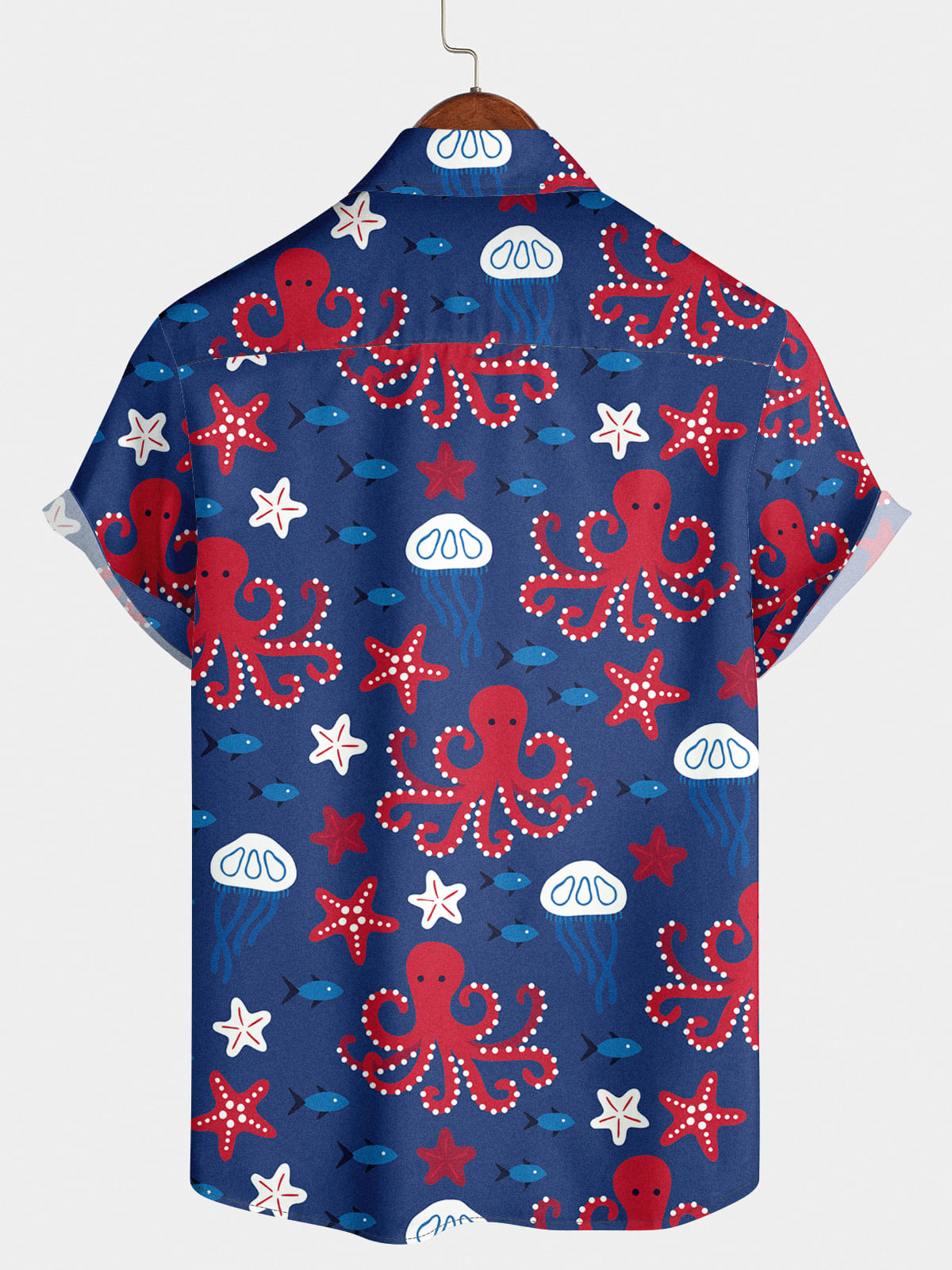 Chemise à manches courtes à imprimé pieuvre pour hommes