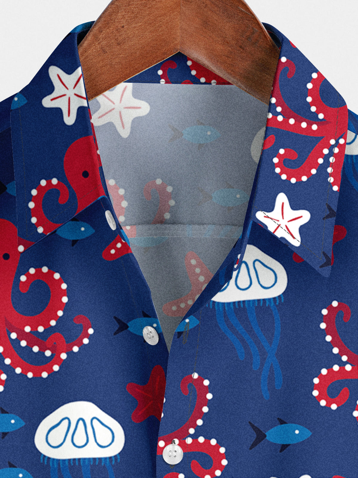 Chemise à manches courtes à imprimé pieuvre pour hommes