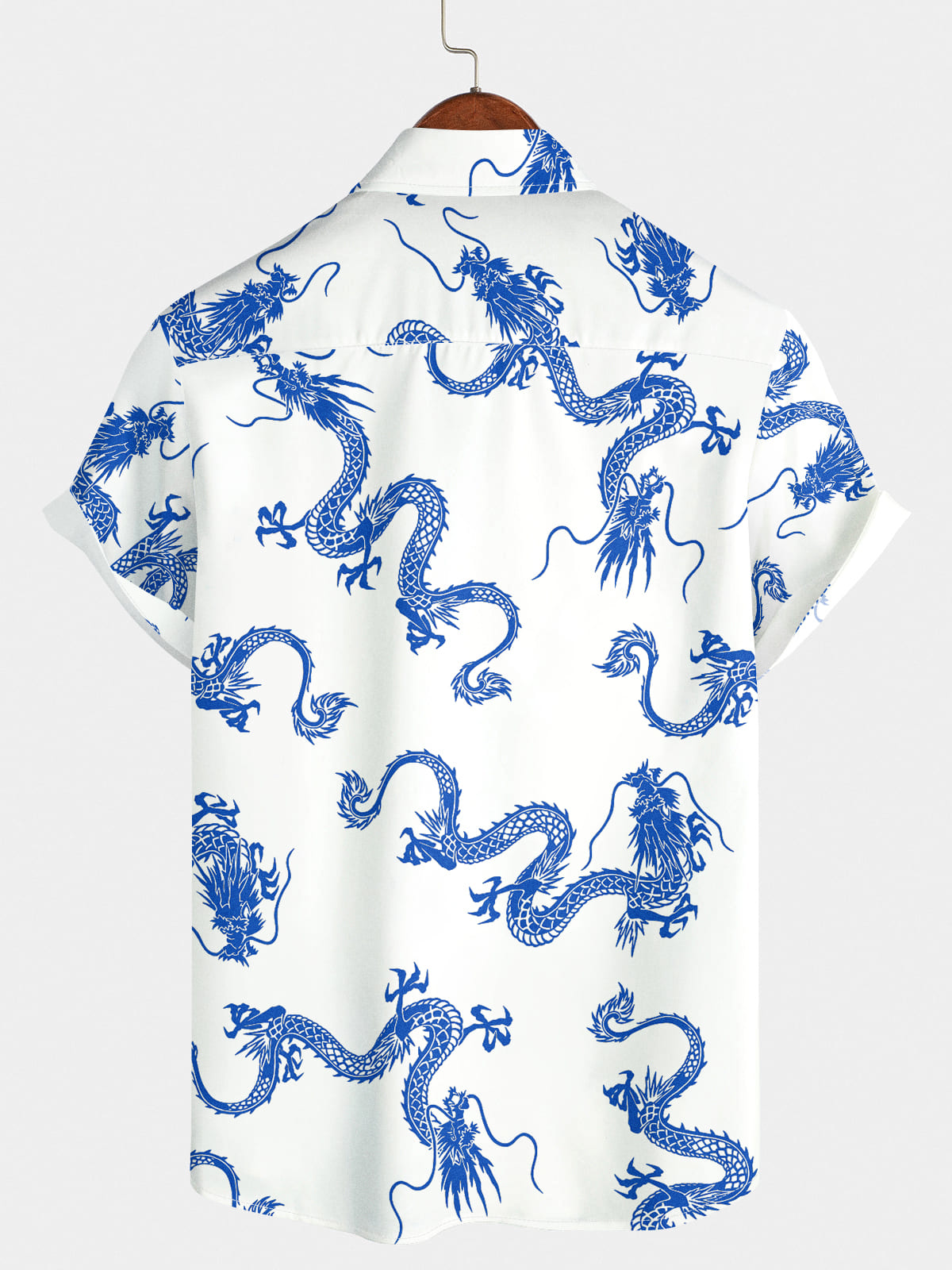Camicia a maniche corte da uomo con stampa drago