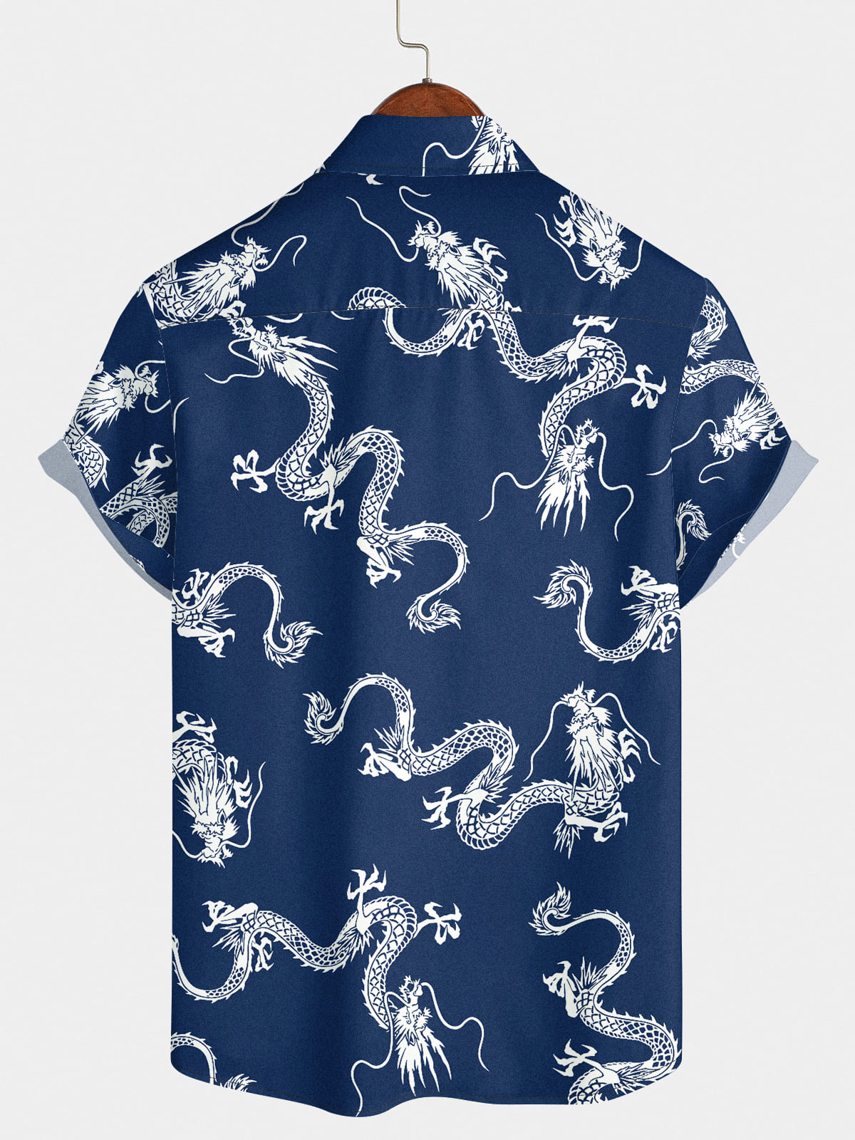 Camicia a maniche corte da uomo con stampa drago
