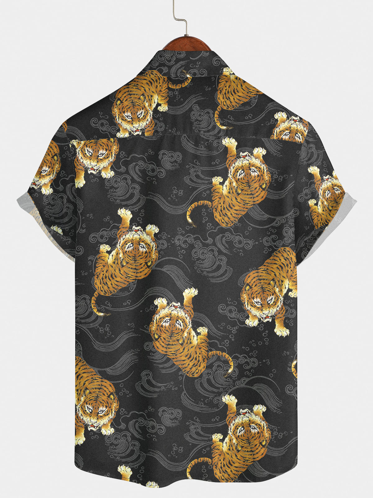 Chemise à manches courtes à imprimé tigre pour hommes