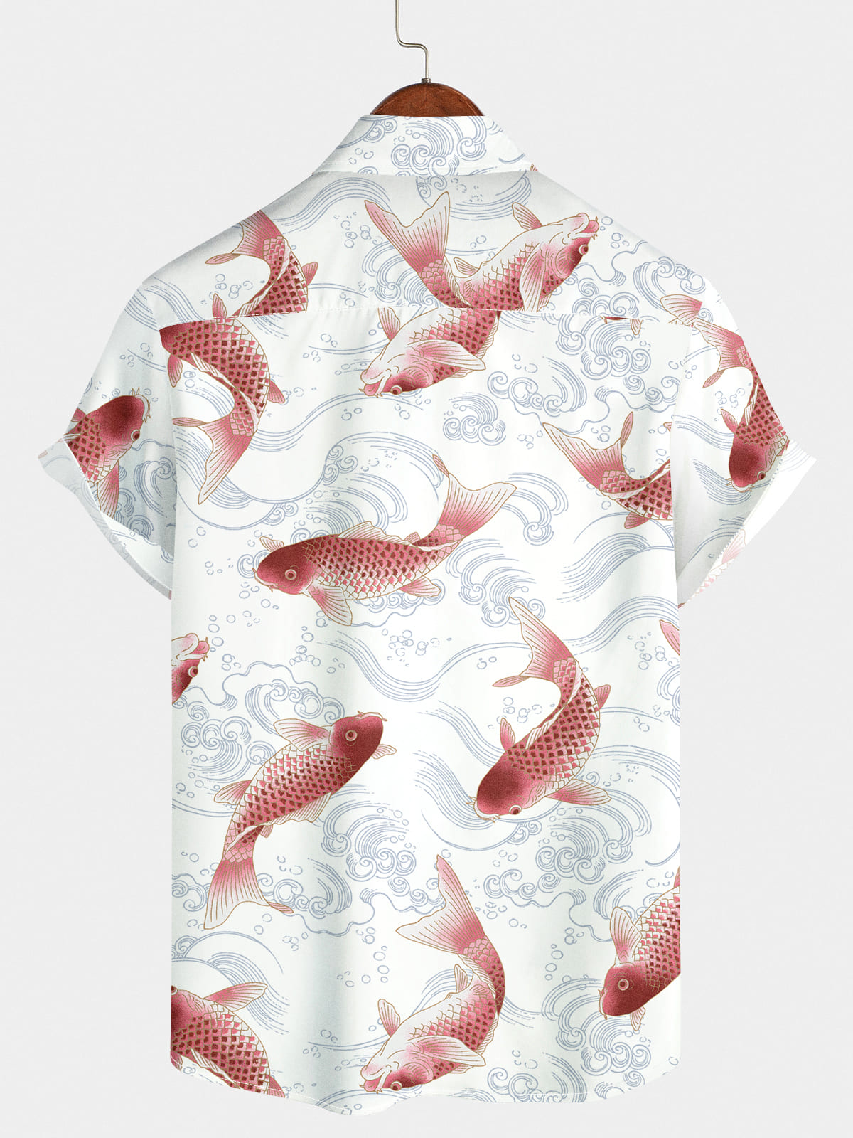 Chemise à manches courtes à imprimé poisson pour hommes