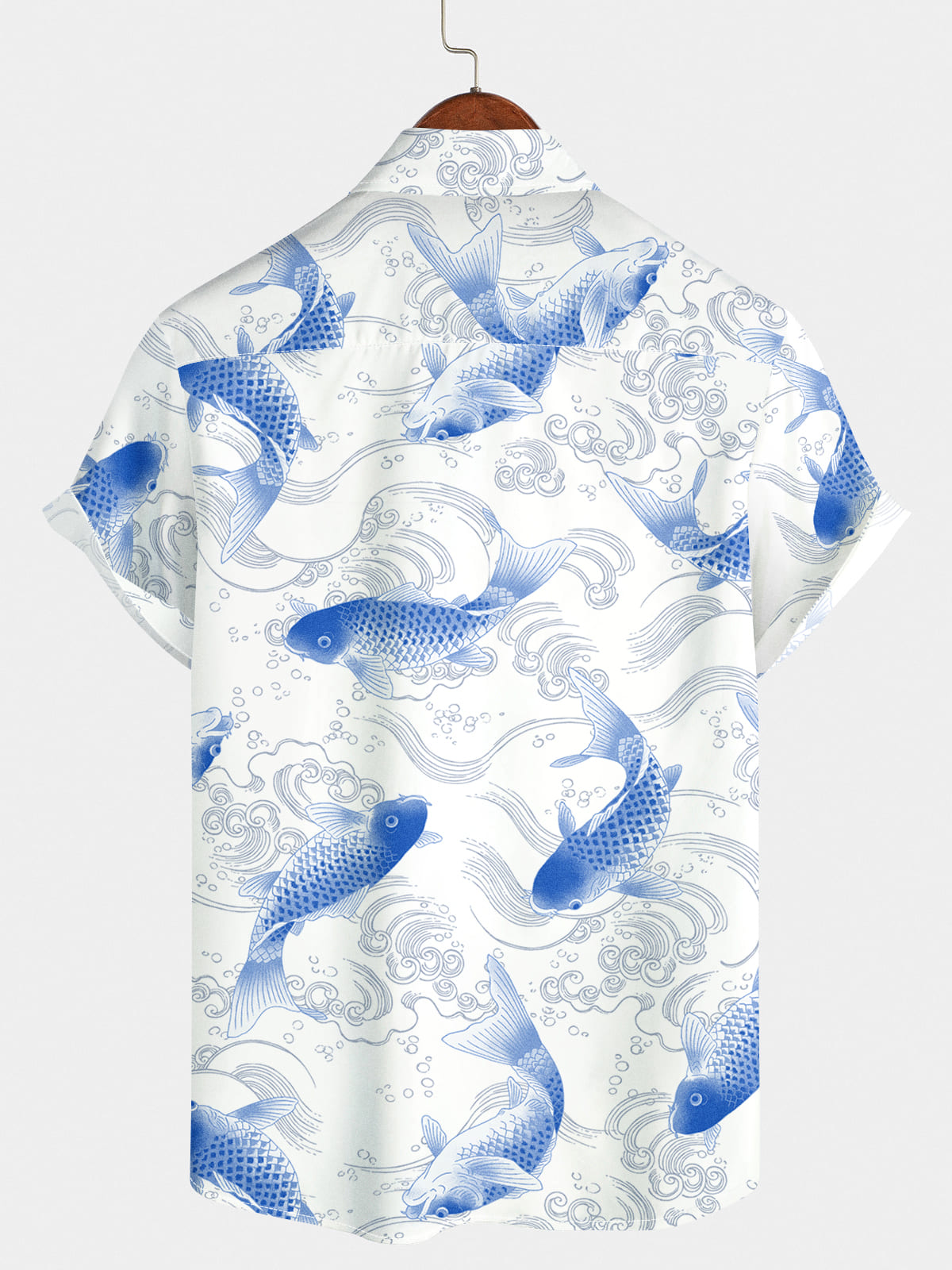 Chemise à manches courtes à imprimé poisson pour hommes