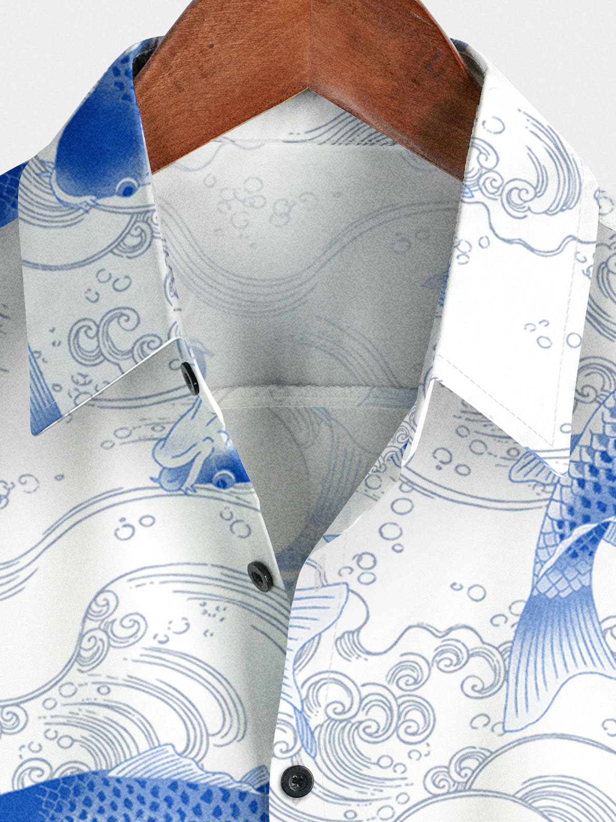 Chemise à manches courtes à imprimé poisson pour hommes