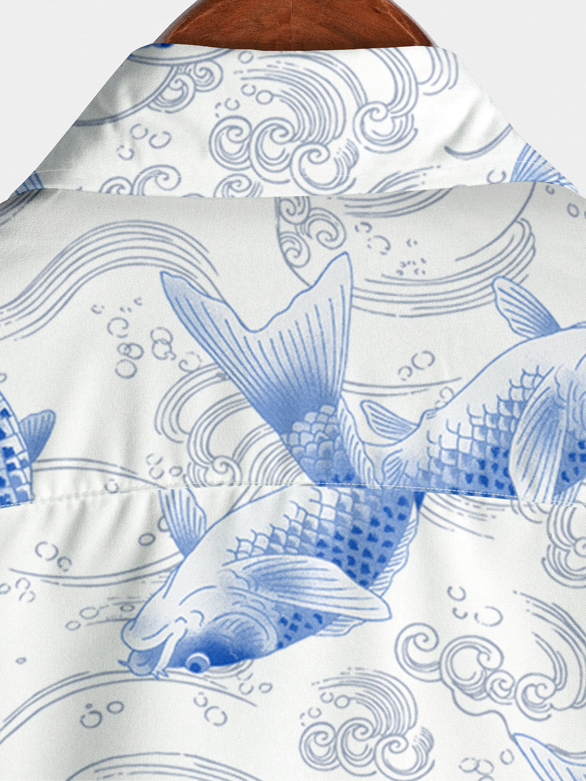Chemise à manches courtes à imprimé poisson pour hommes