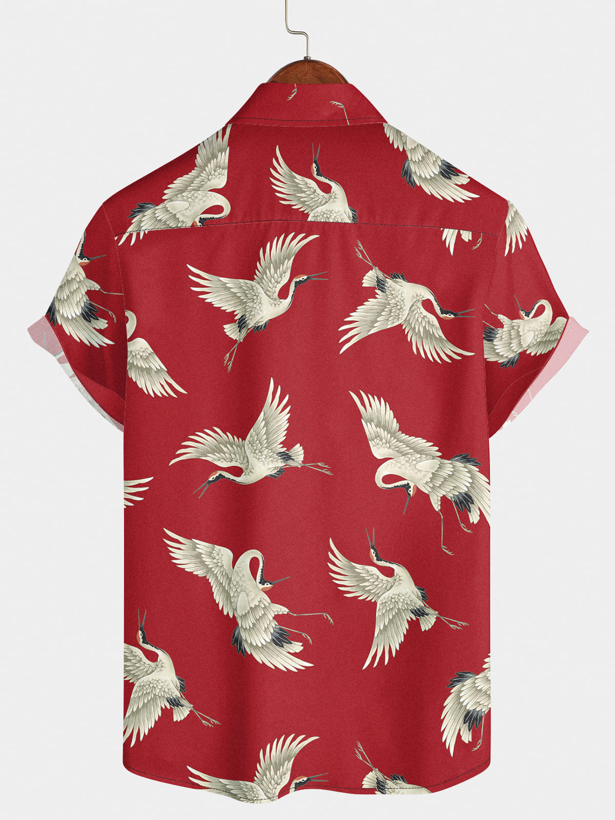 Chemise à manches courtes à imprimé grue pour hommes