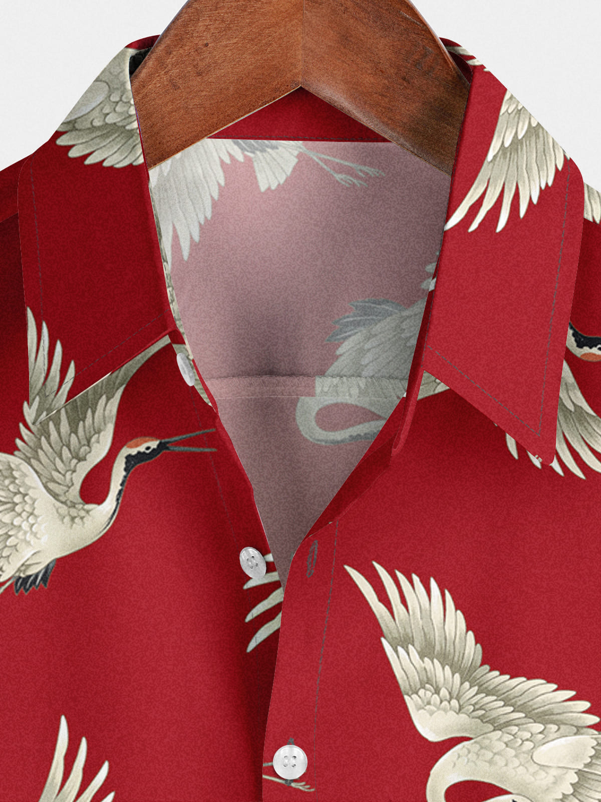 Chemise à manches courtes à imprimé grue pour hommes