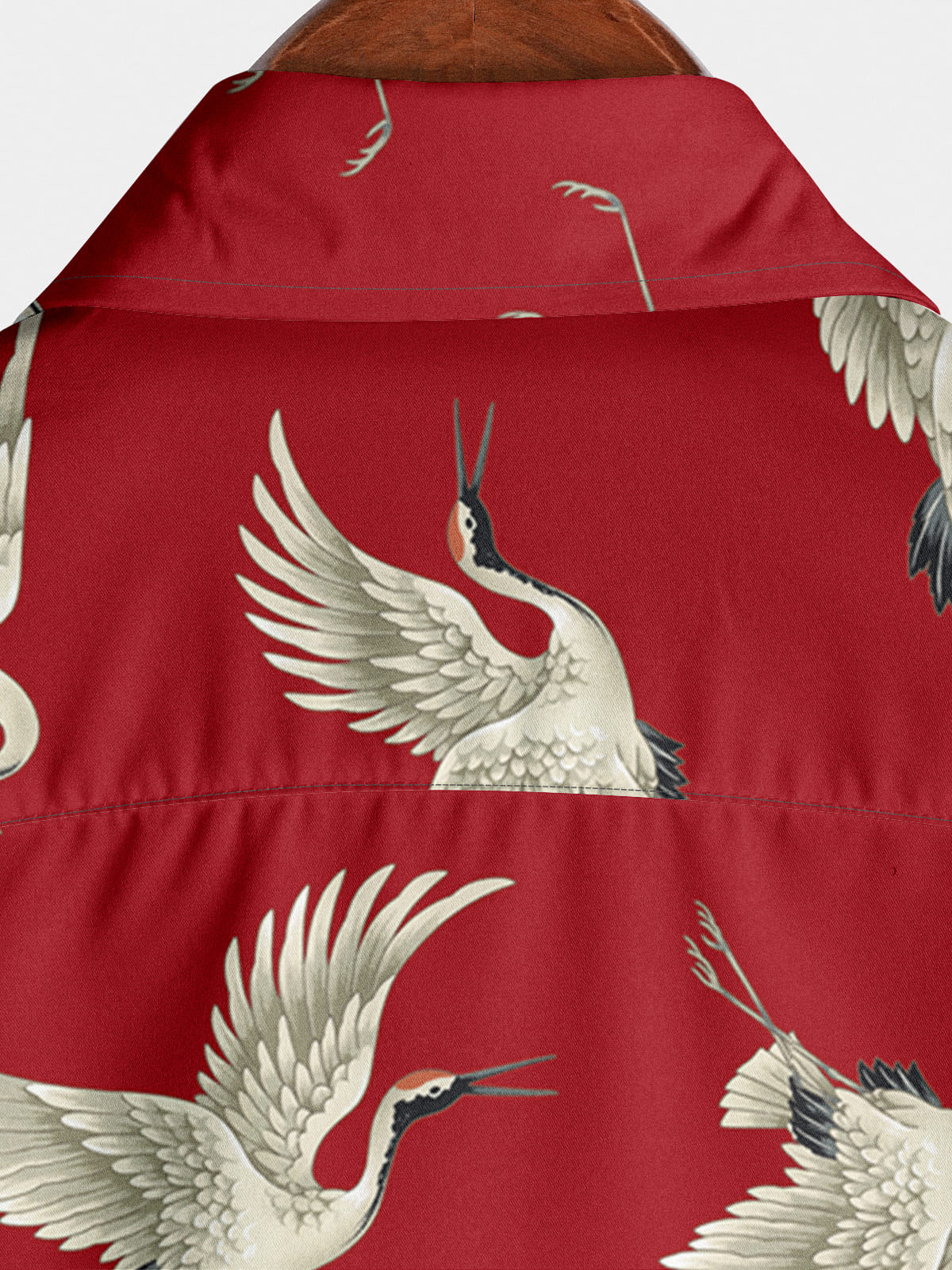 Chemise à manches courtes à imprimé grue pour hommes