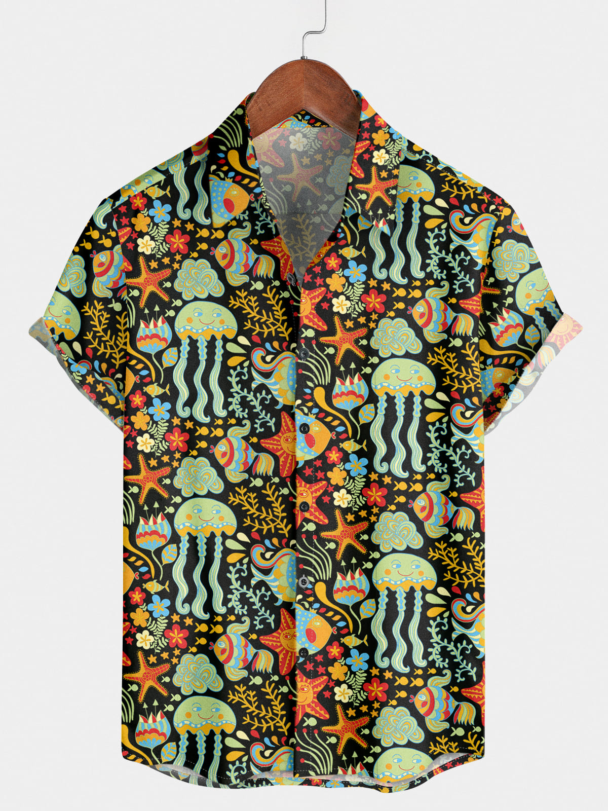 Men's Cartoon jellyfish Short Sleeve Shirt
